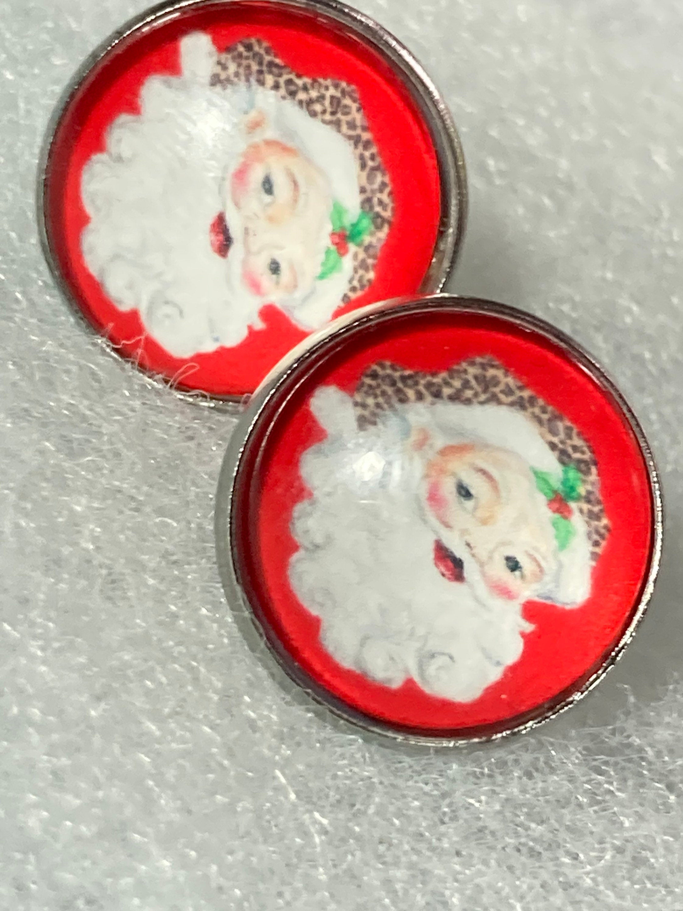 Pierced stud earrings stainless steel cute Father Christmas Santa Claus