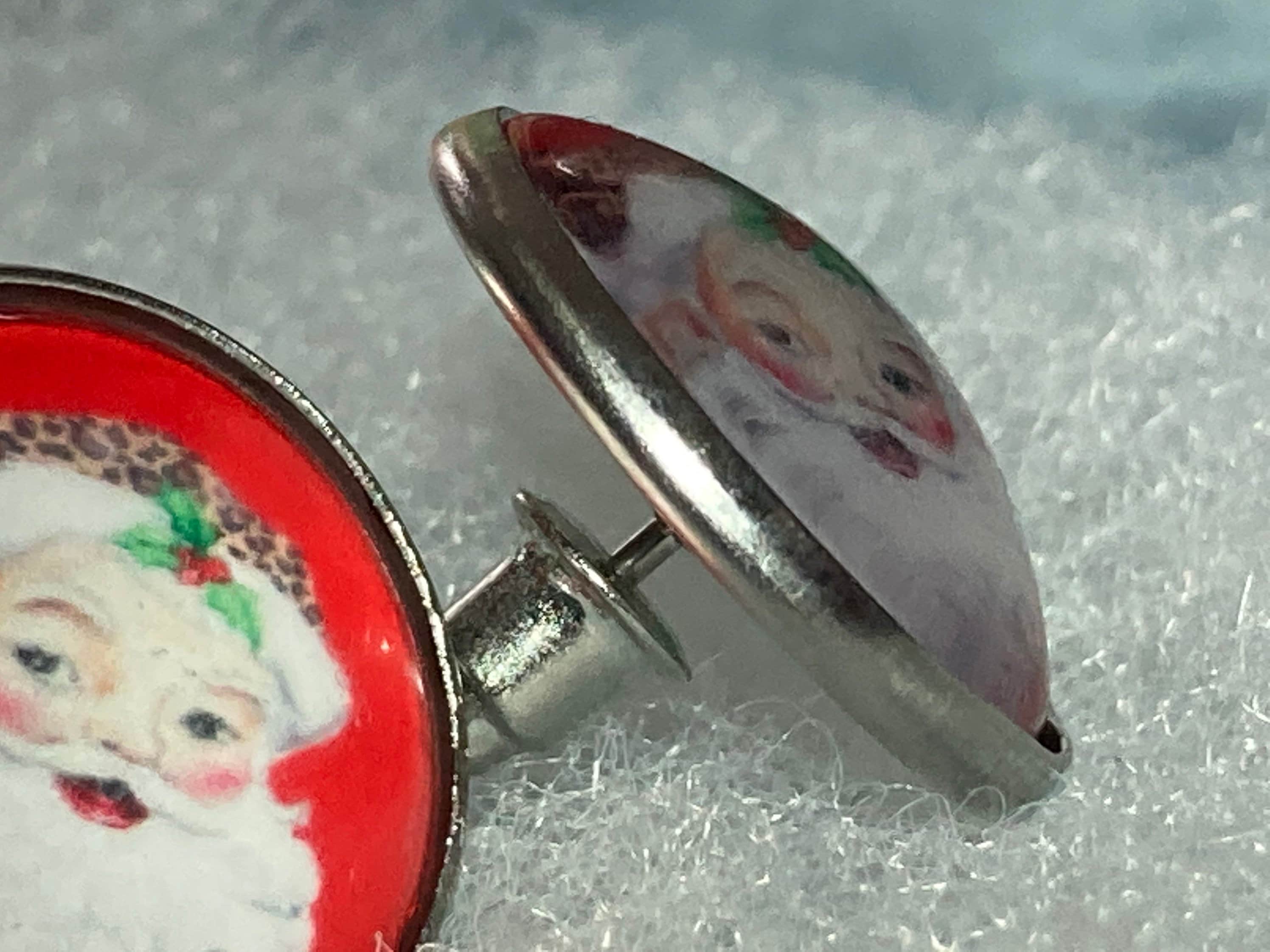 Pierced stud earrings stainless steel cute Father Christmas Santa Claus