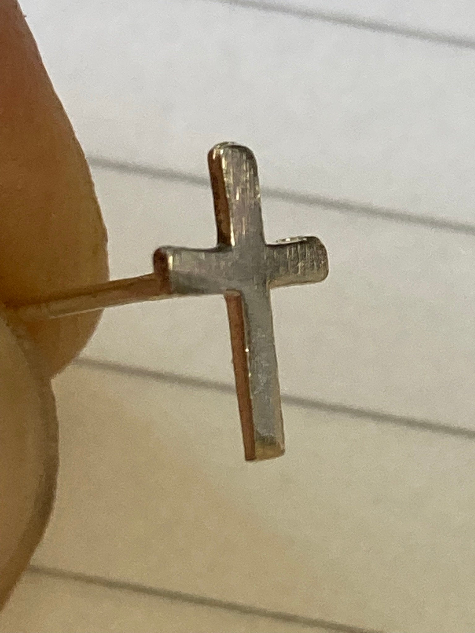 925 sterling silver CROSS stud earrings, pierced ears