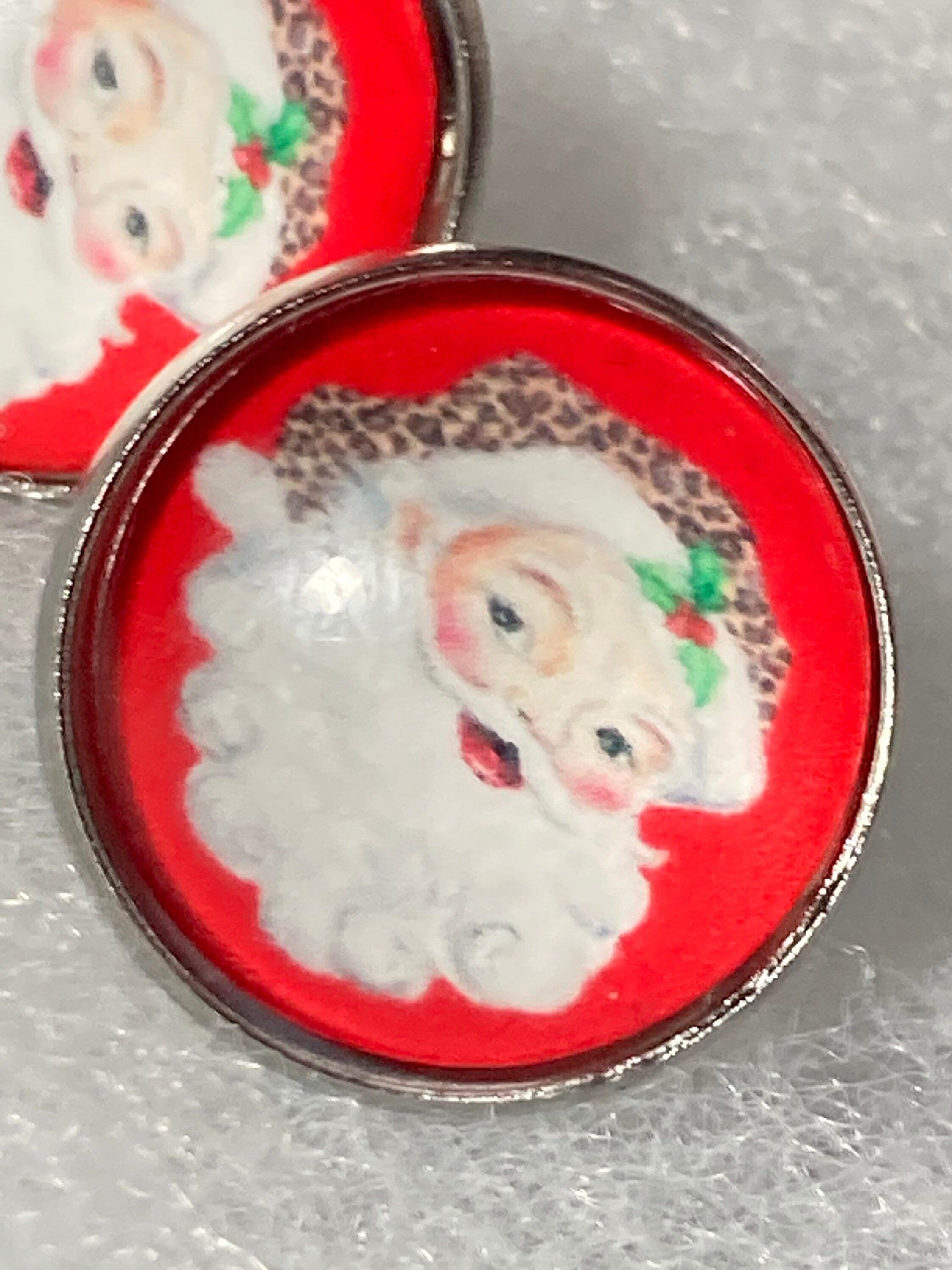 Pierced stud earrings stainless steel cute Father Christmas Santa Claus