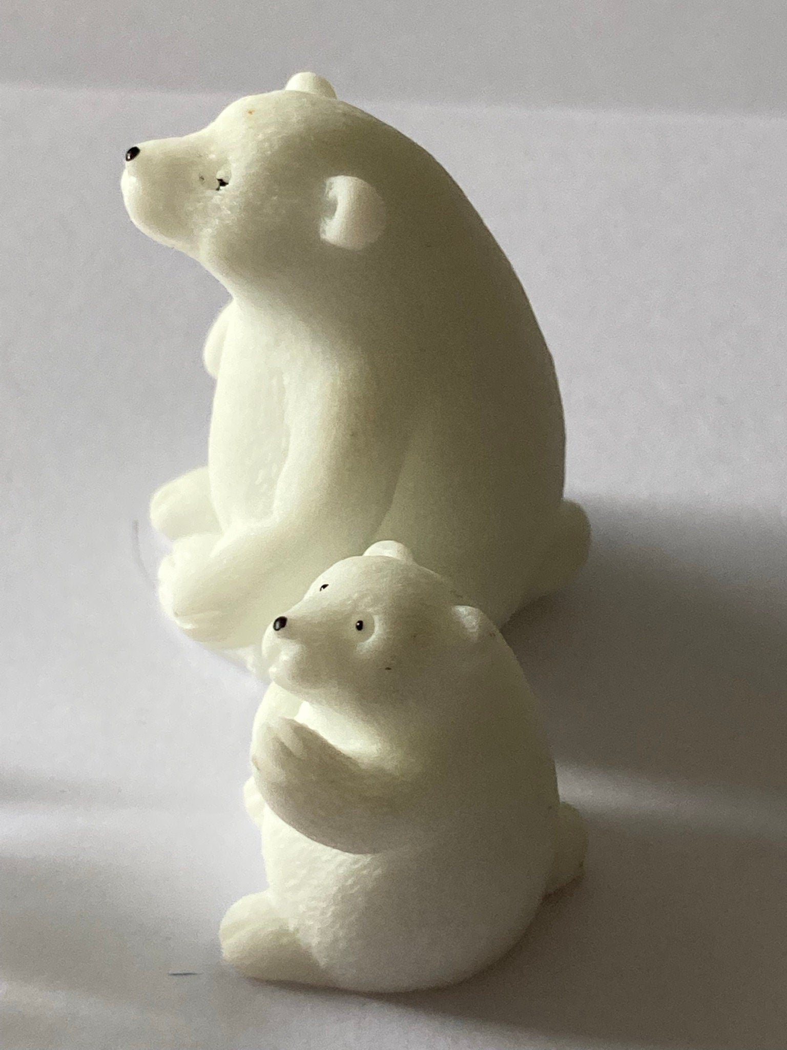 Miniature Polar Bear Cake Toppers: Christmas Arctic Decoration (Set of 2)
