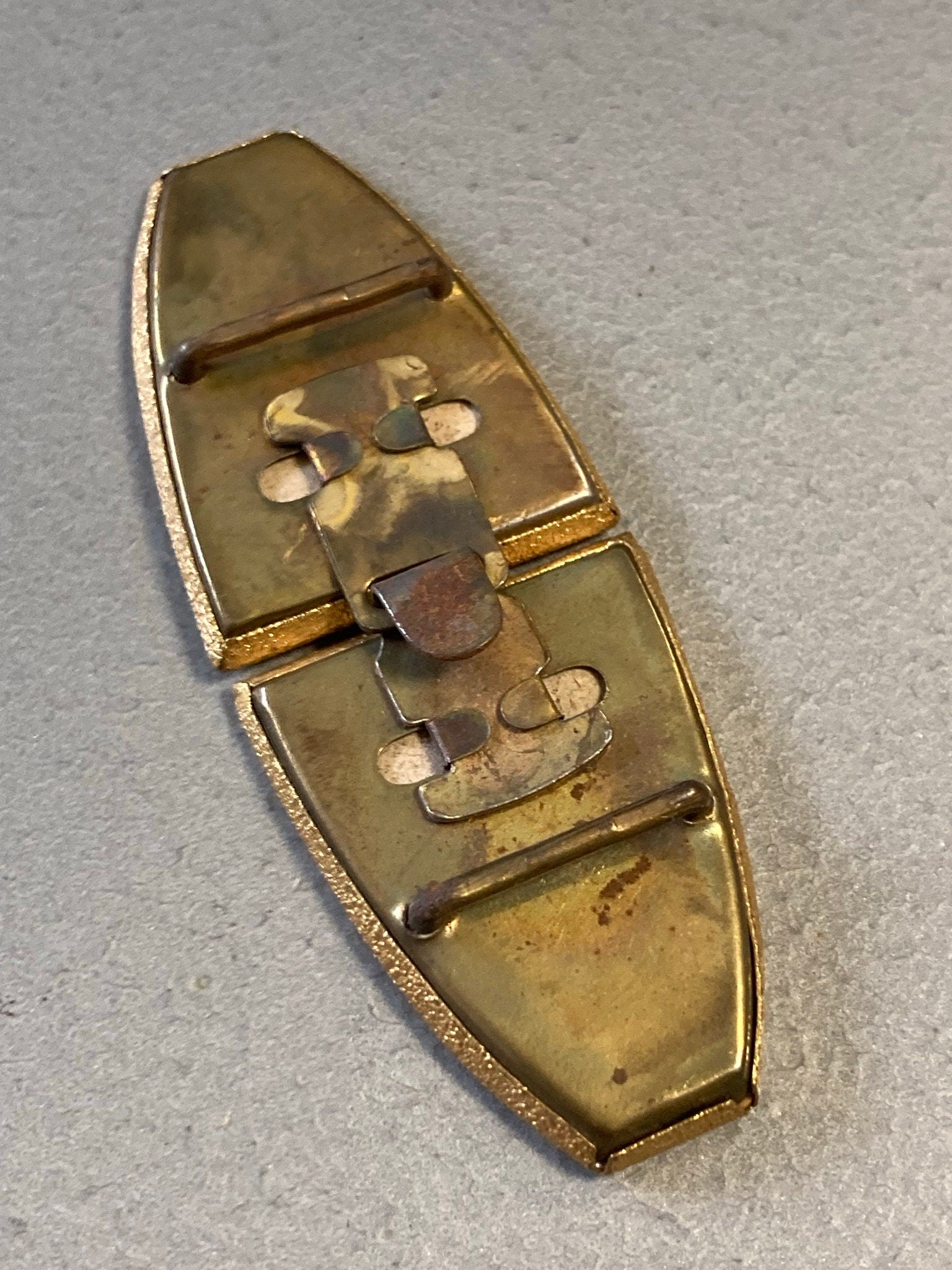 Art Deco gold & blush pink belt buckle Brass 2 part