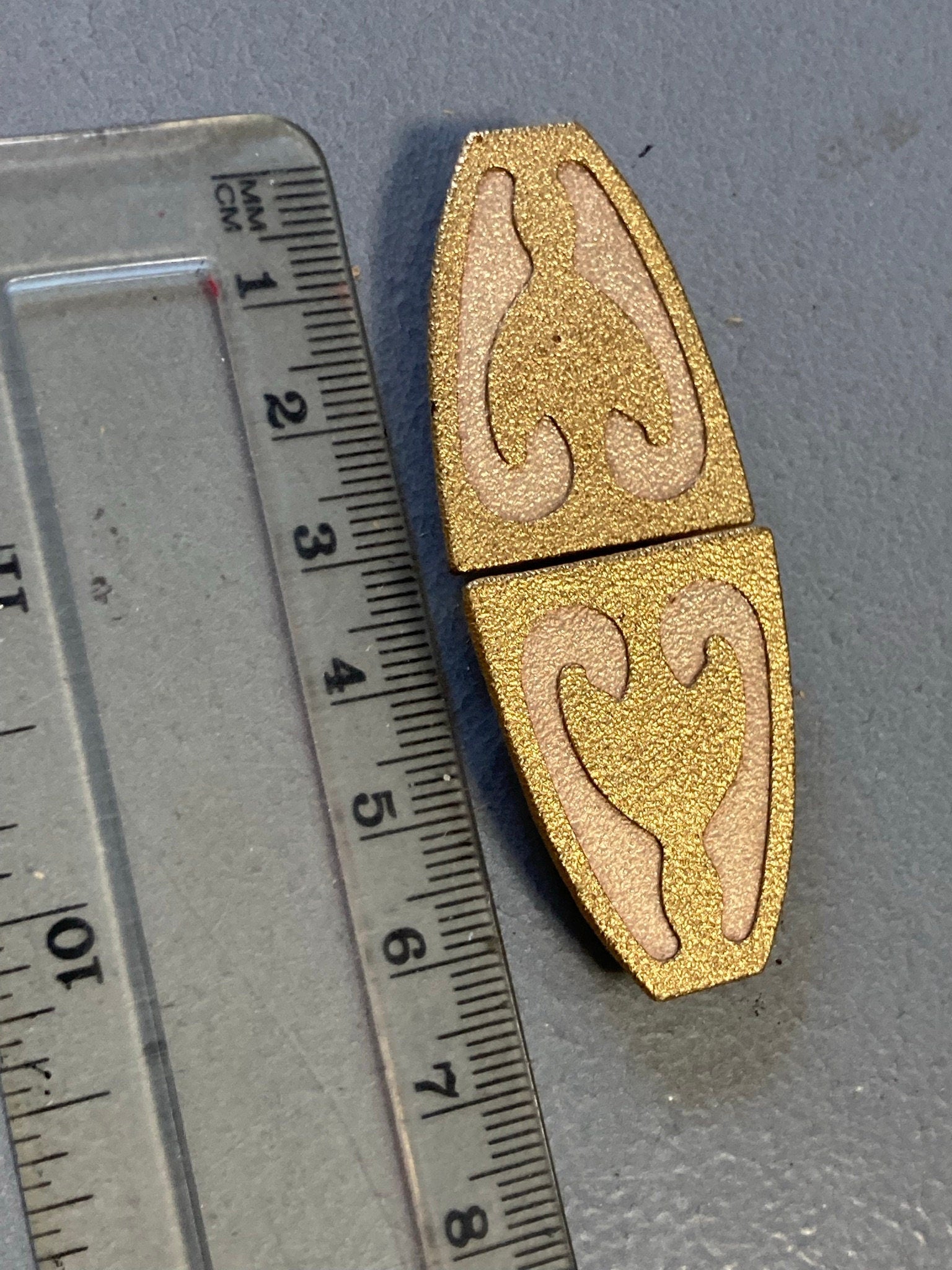 Art Deco gold & blush pink belt buckle Brass 2 part