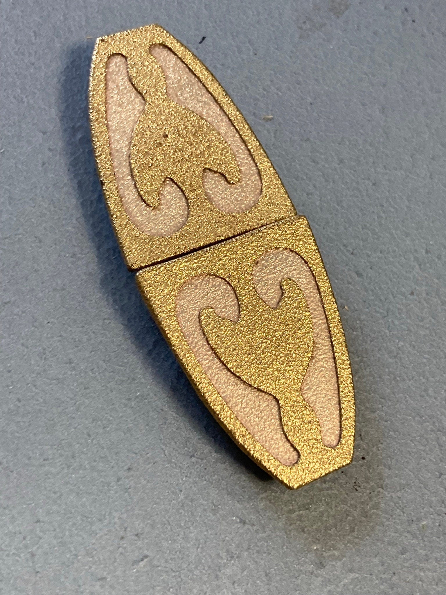 Art Deco gold & blush pink belt buckle Brass 2 part