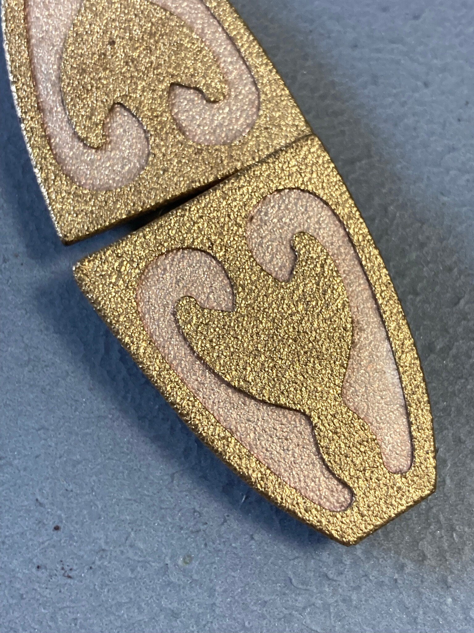 Art Deco gold & blush pink belt buckle Brass 2 part