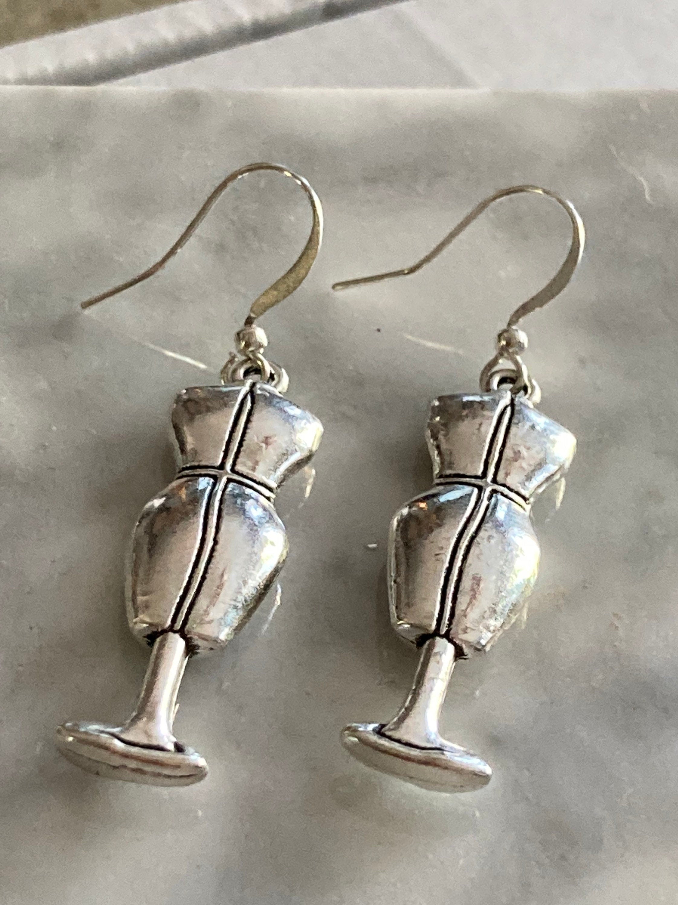 silver tone dressmakers dummy drop earrings, Costumiers sewing