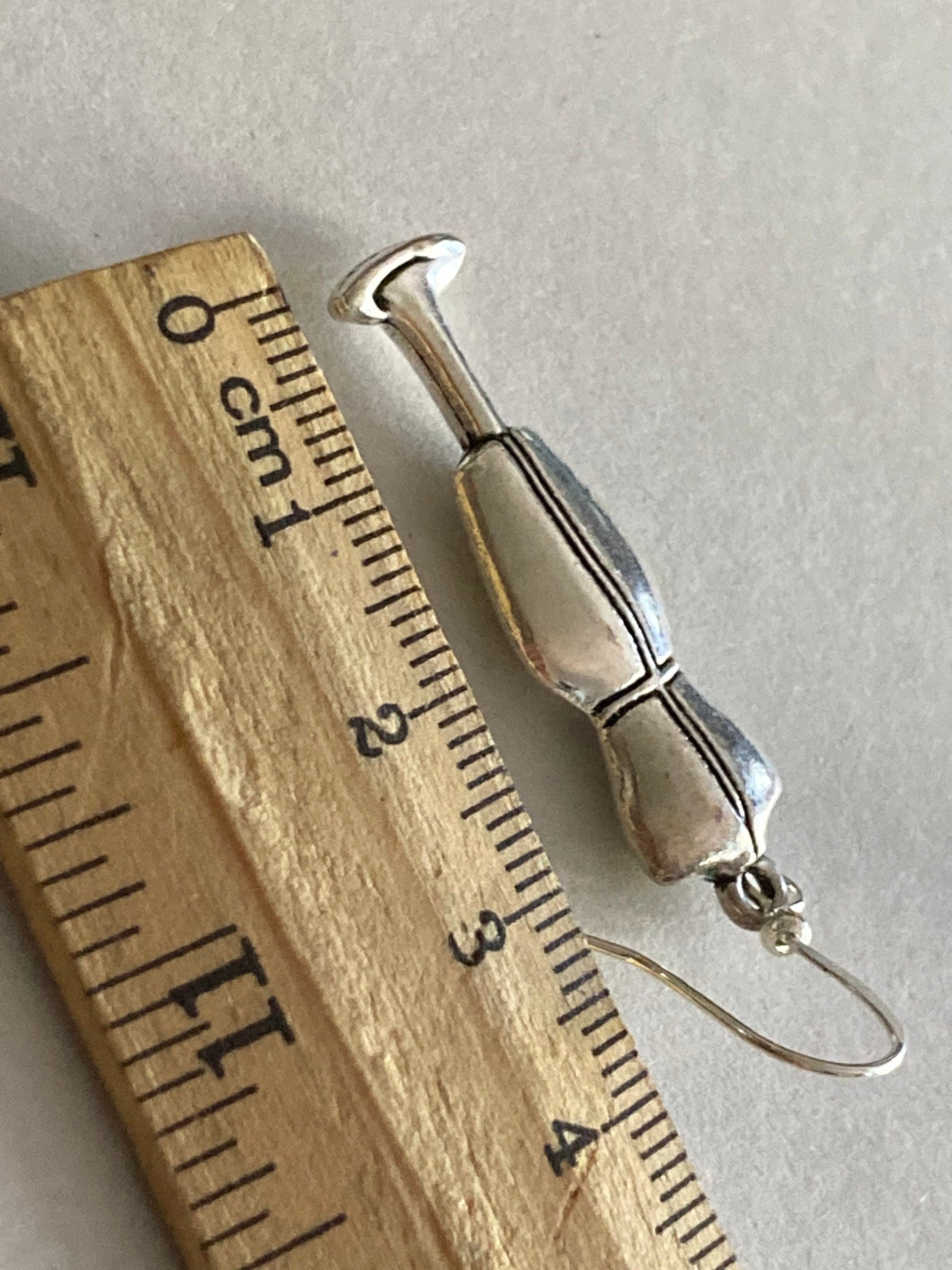 silver tone dressmakers dummy drop earrings, Costumiers sewing