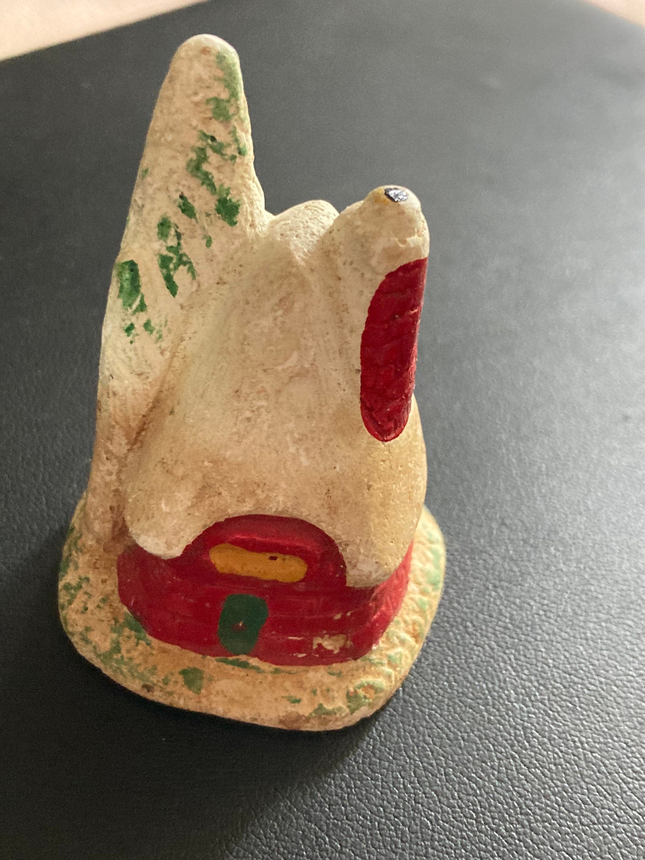 Antique bisque PLASTER large winter chalet cottage lodge house Father Christmas Xmas Cake topper