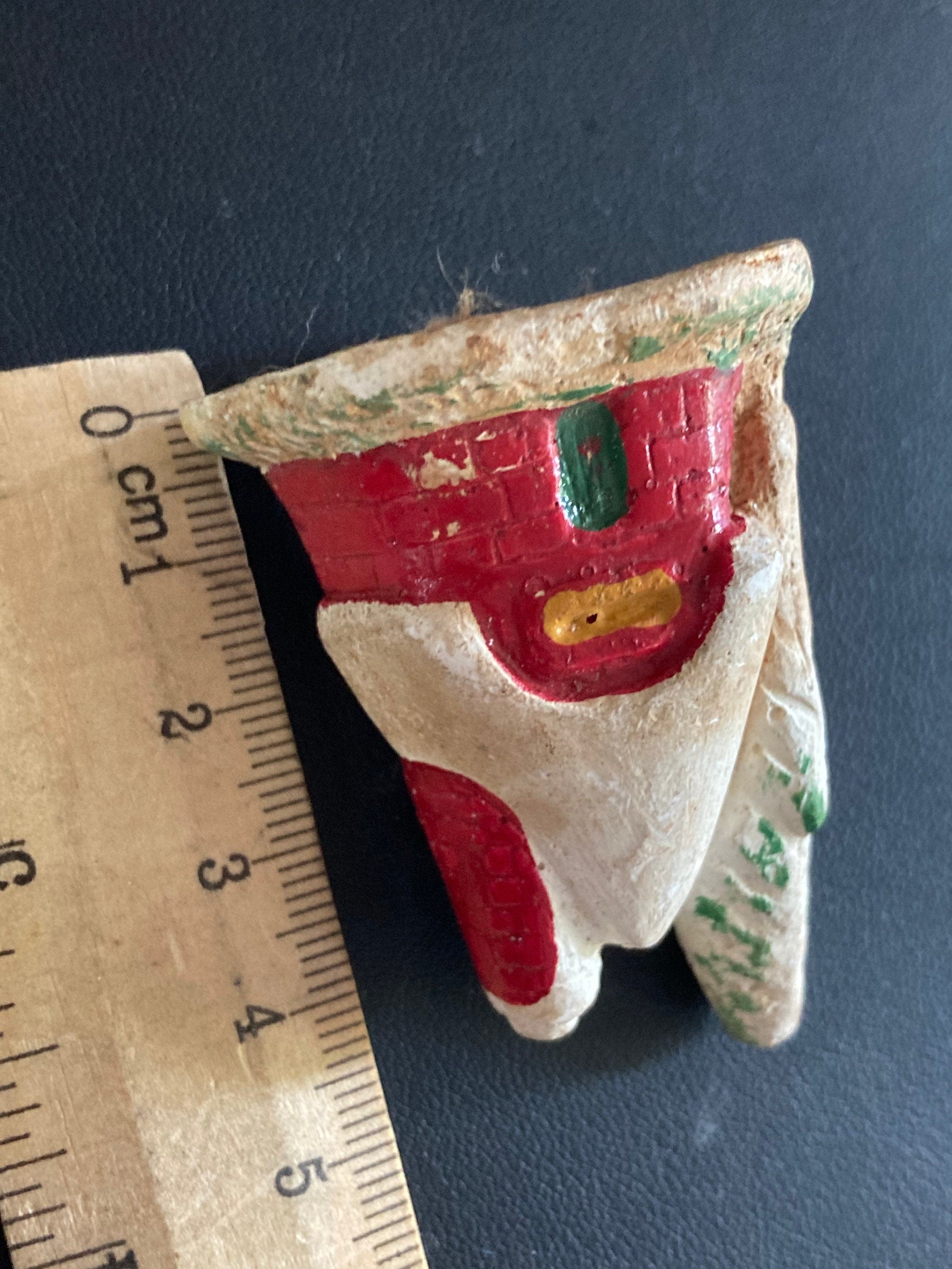 Antique bisque PLASTER large winter chalet cottage lodge house Father Christmas Xmas Cake topper