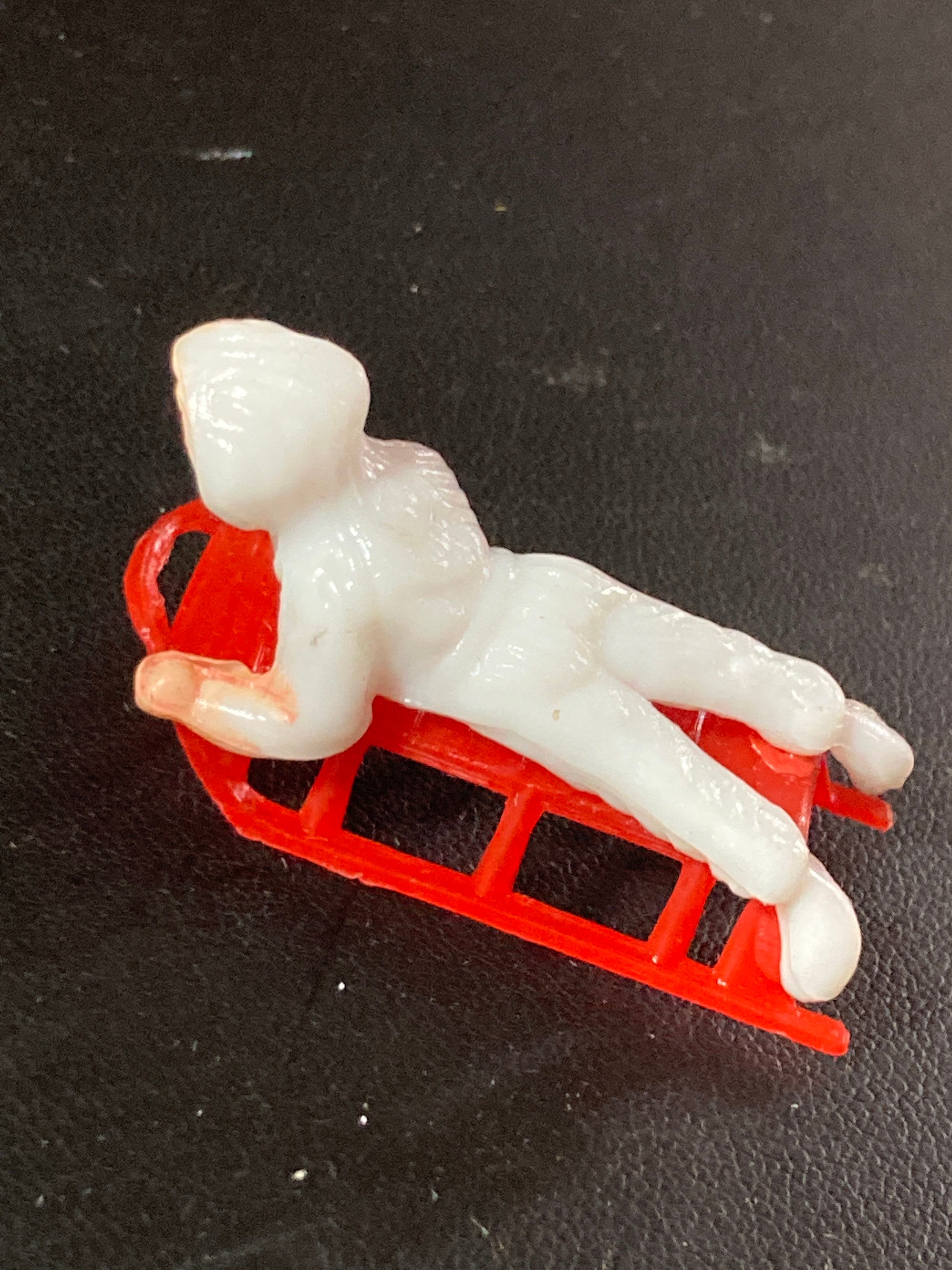 Vintage 1960s 1 x miniature snow boy on sledge snow baby Christmas cake topper