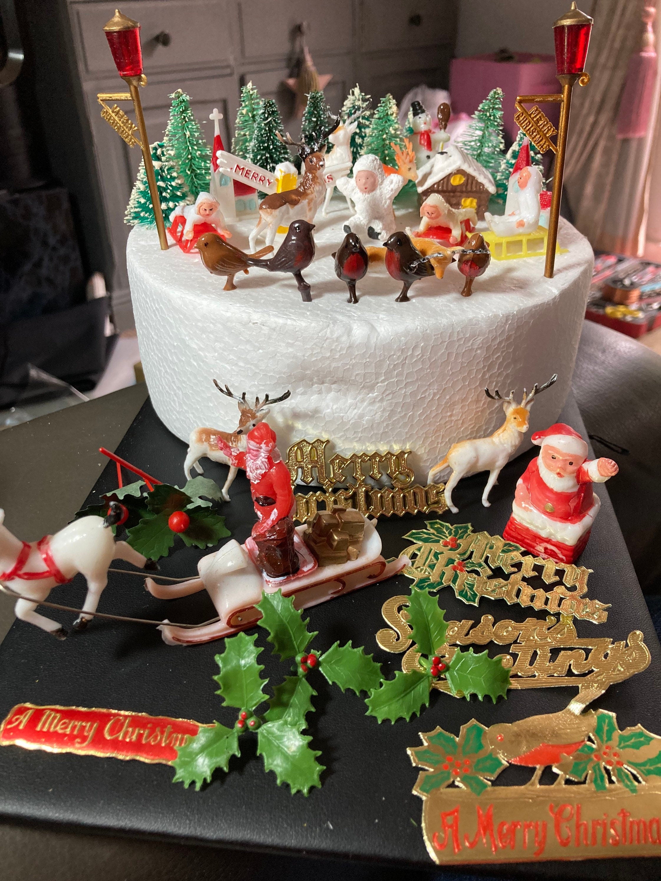 Xmas Cake Topper Vintage 1960s 1 x miniature Red lantern street light
