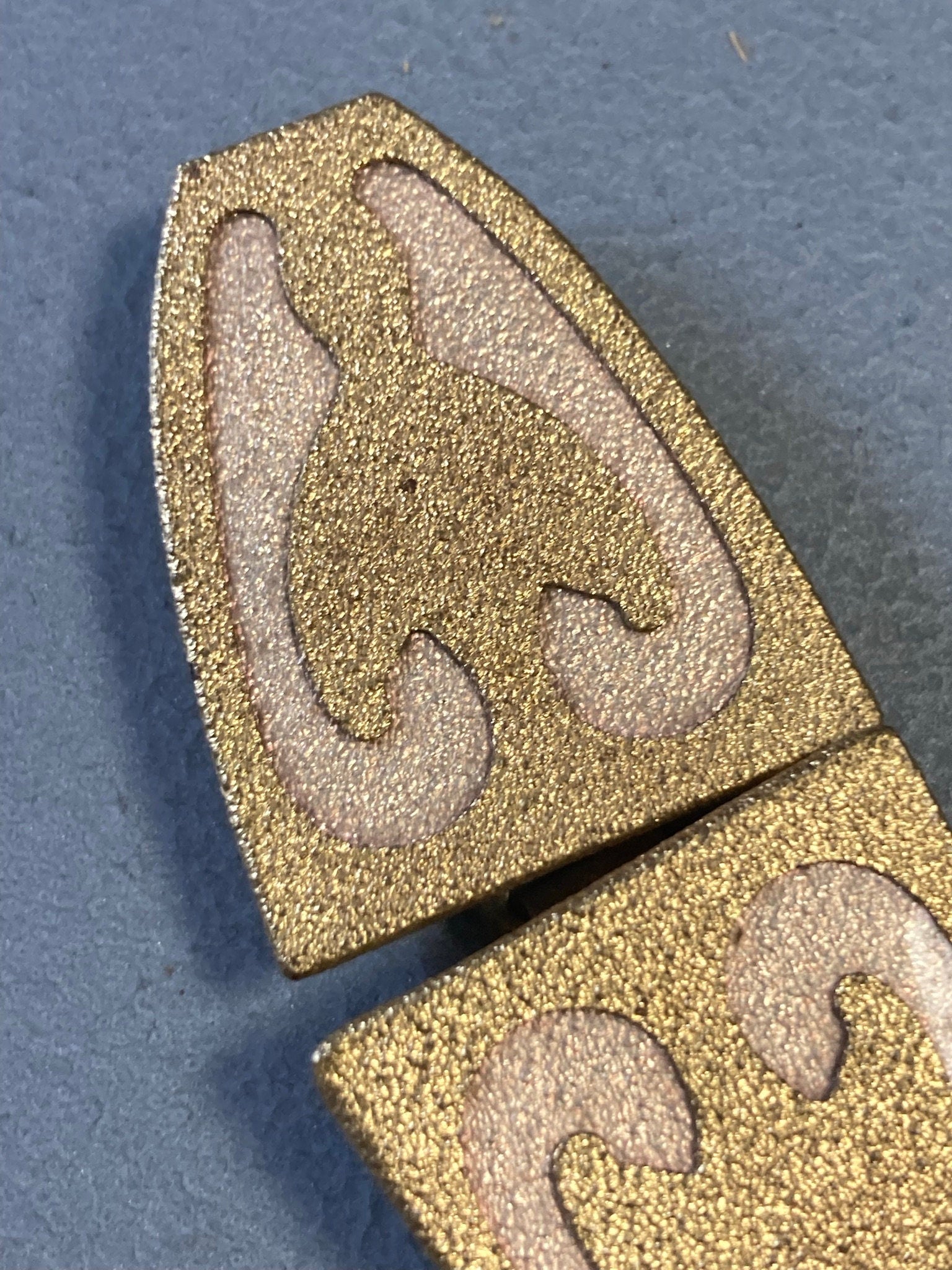 Art Deco gold & blush pink belt buckle Brass 2 part