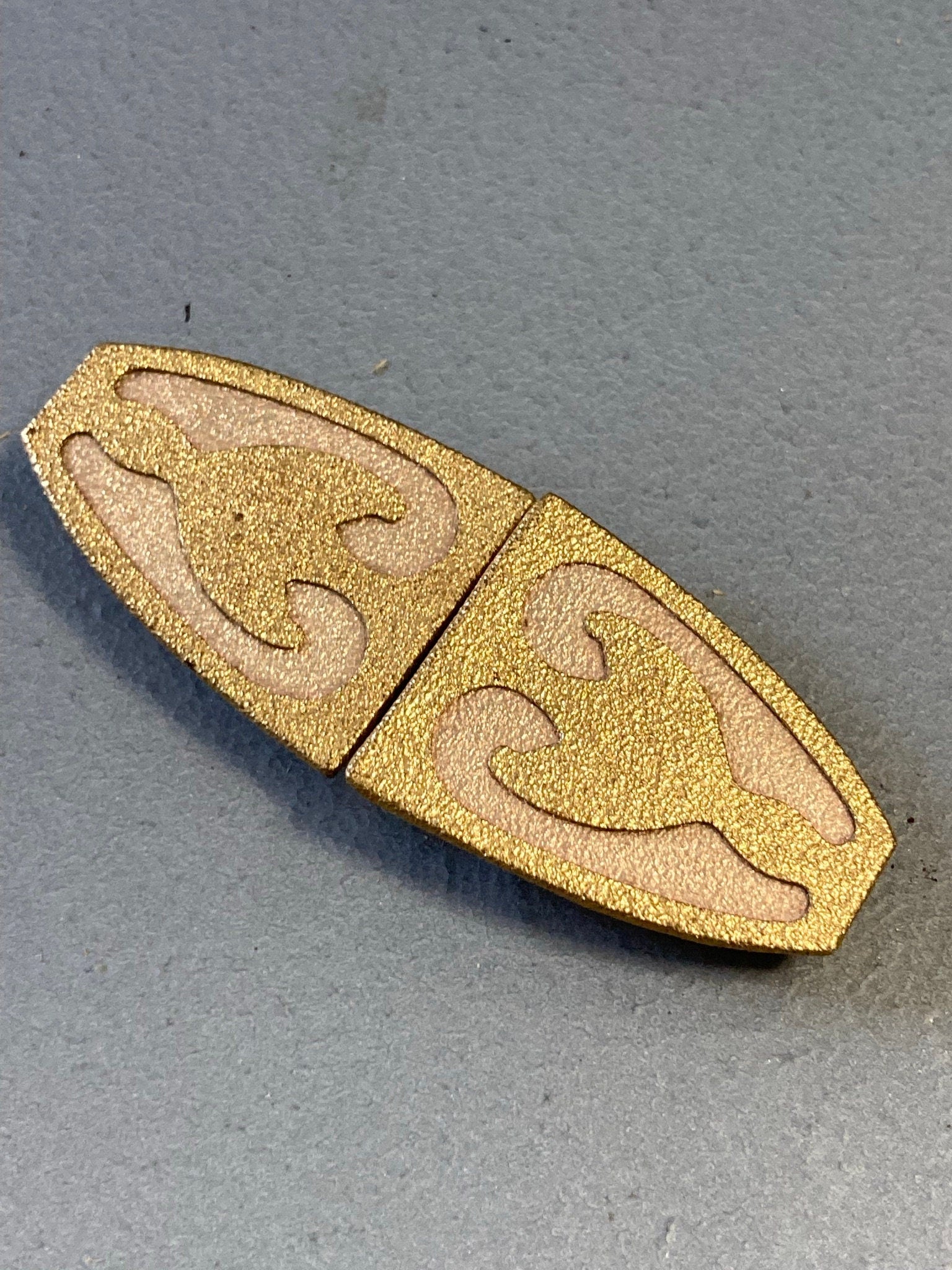 Art Deco gold & blush pink belt buckle Brass 2 part