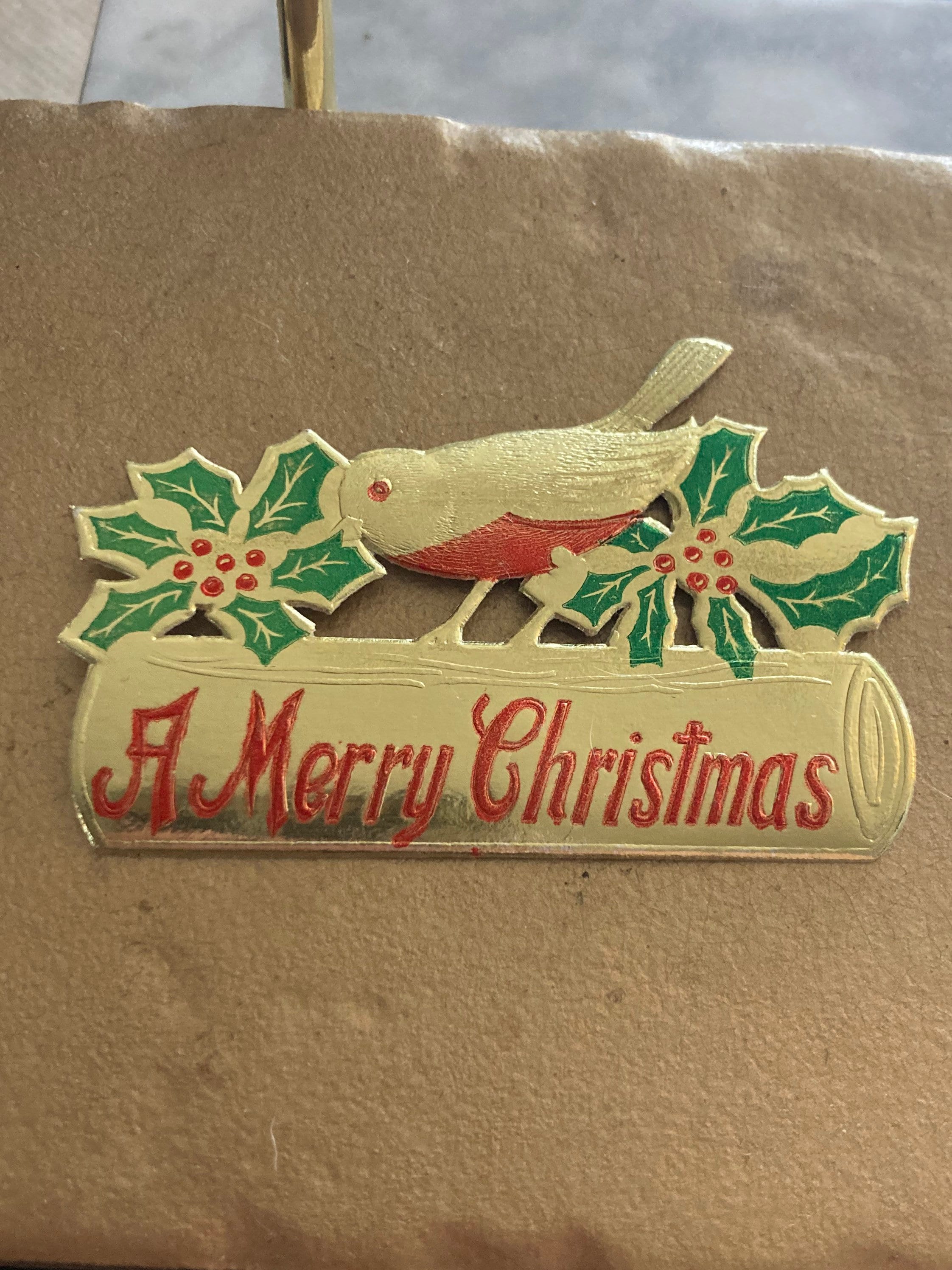 traditional A Merry Christmas with robin cardboard cake topper