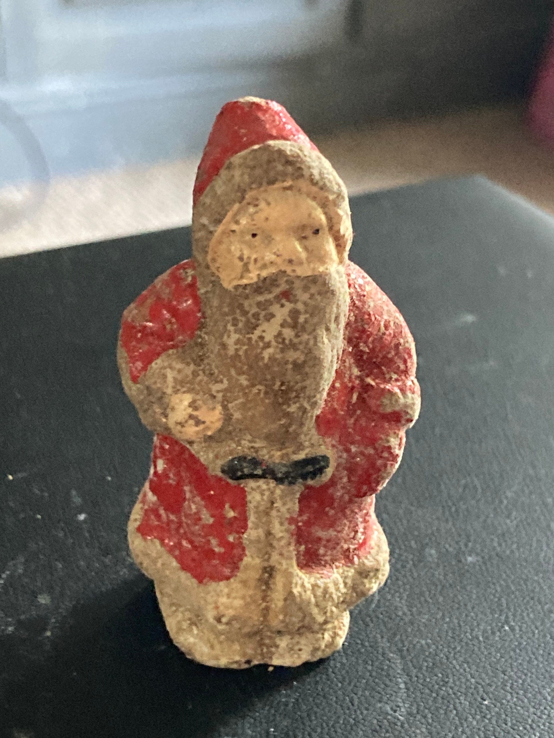 Antique bisque PLASTER or ceramic Santa Claus Father Christmas Xmas Cake topper decoration