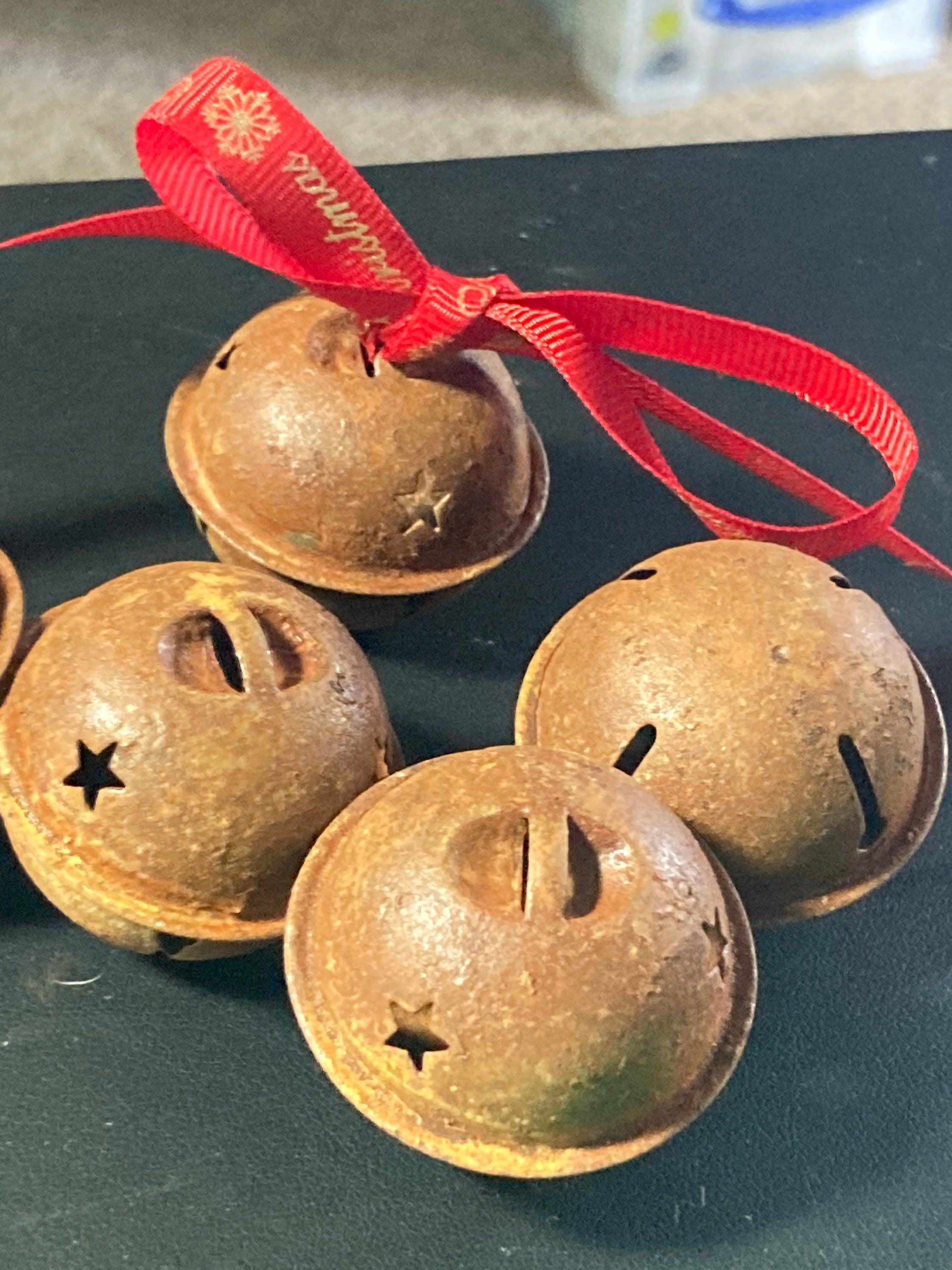 3 Rusty Brass Jingle Bells: 3.5cm Christmas Craft Bells
