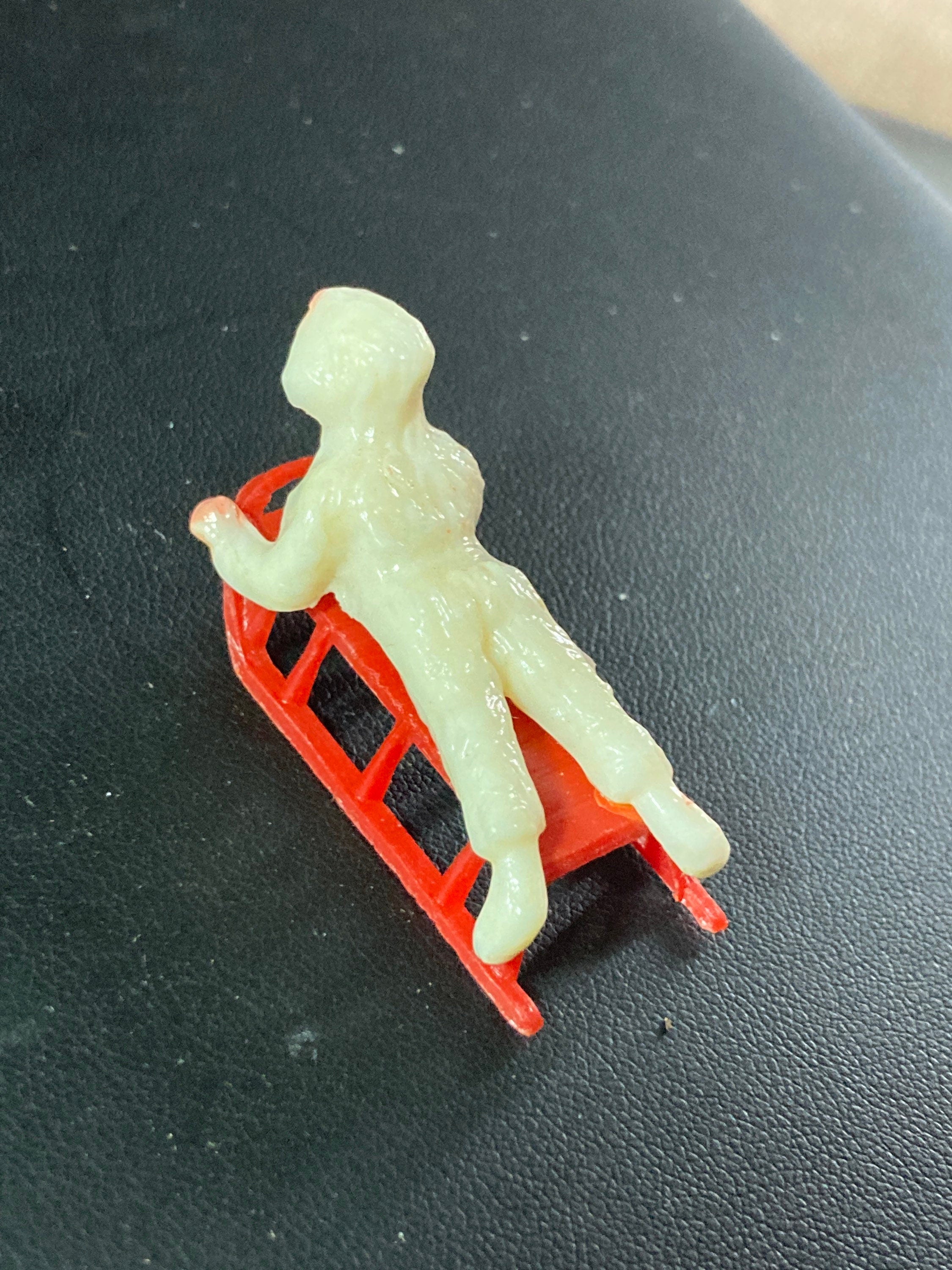 Vintage 1960s 1 x miniature snow boy on sledge snow baby Christmas cake topper