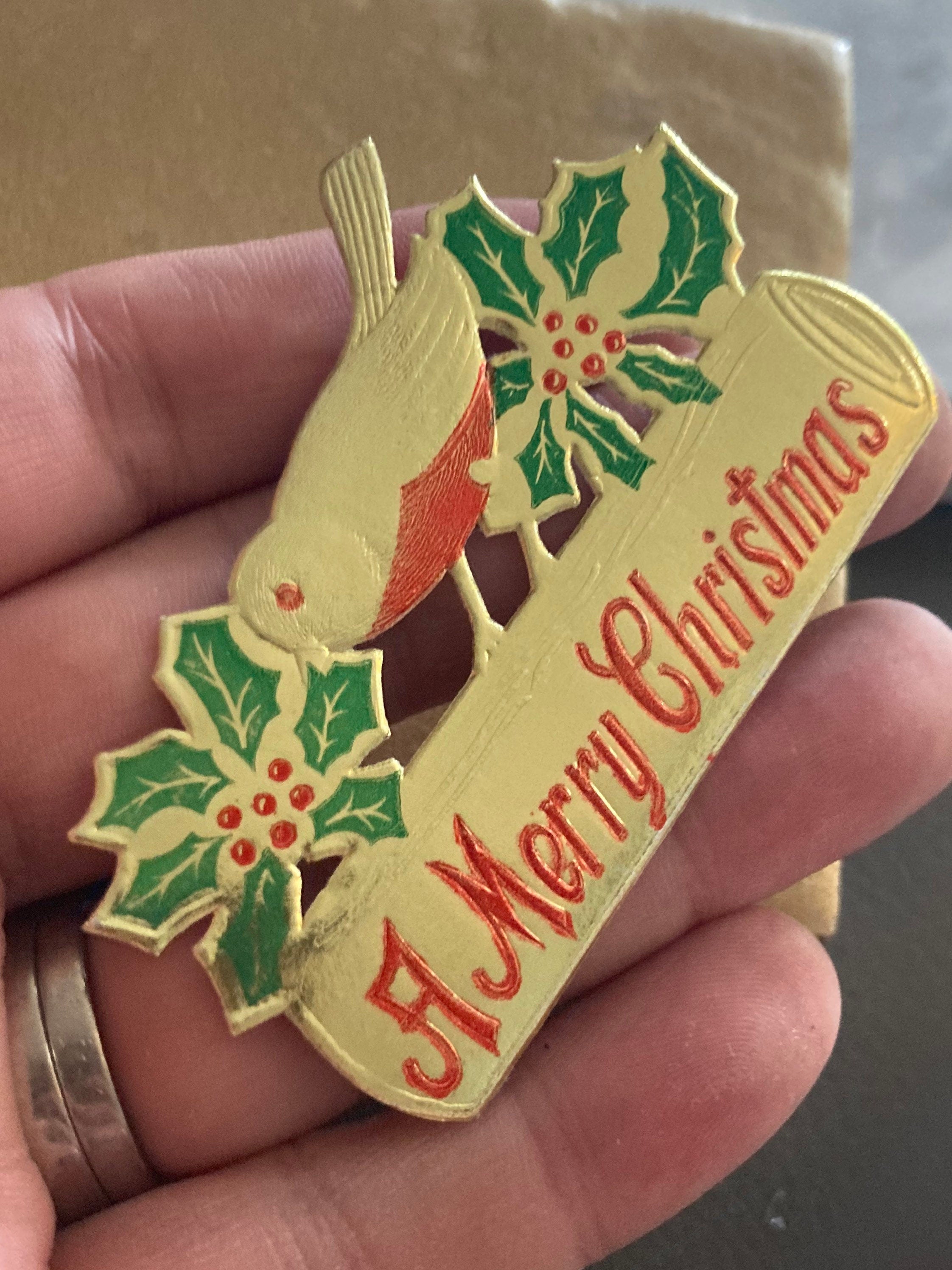 traditional A Merry Christmas with robin cardboard cake topper