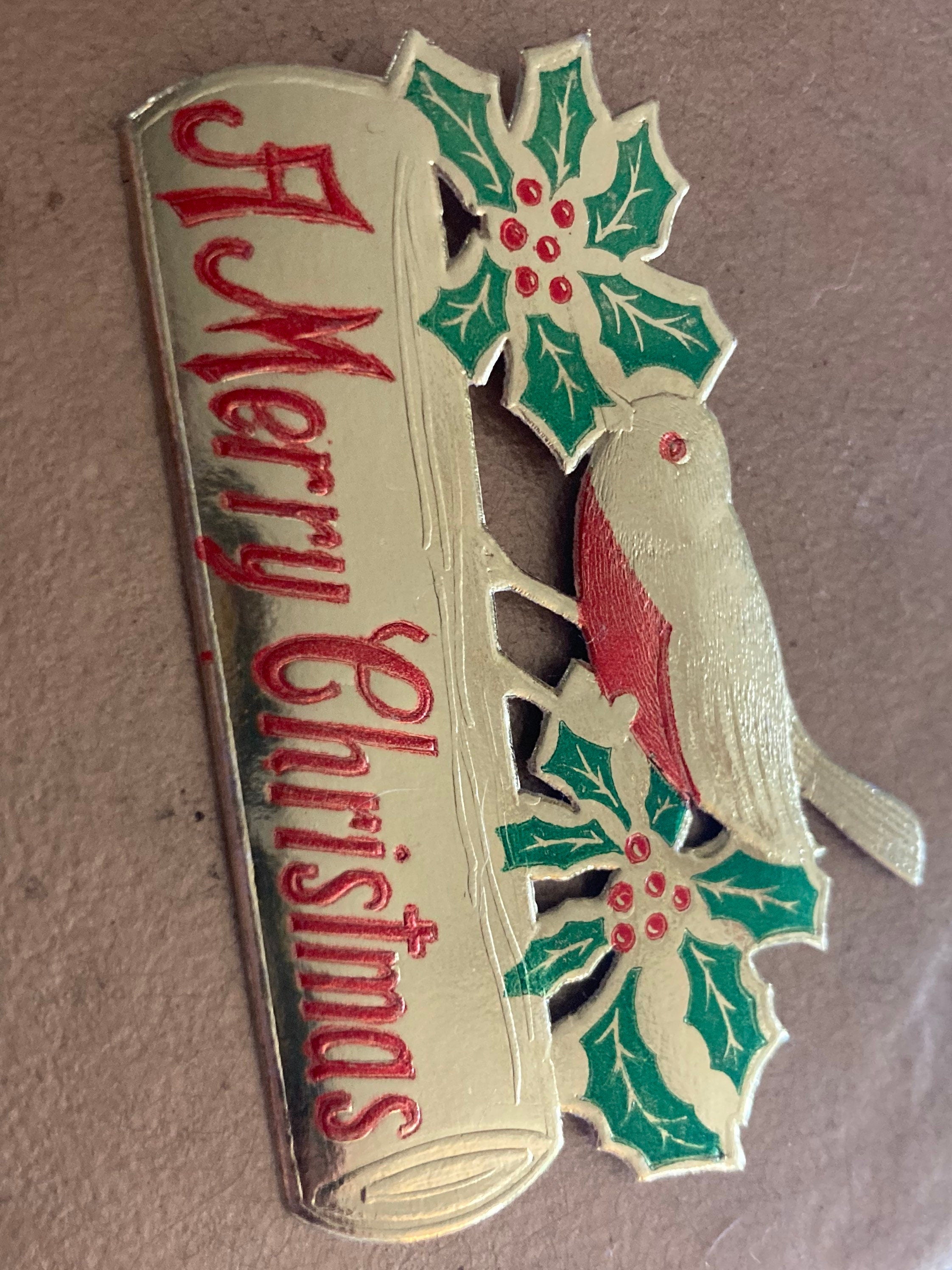 traditional A Merry Christmas with robin cardboard cake topper