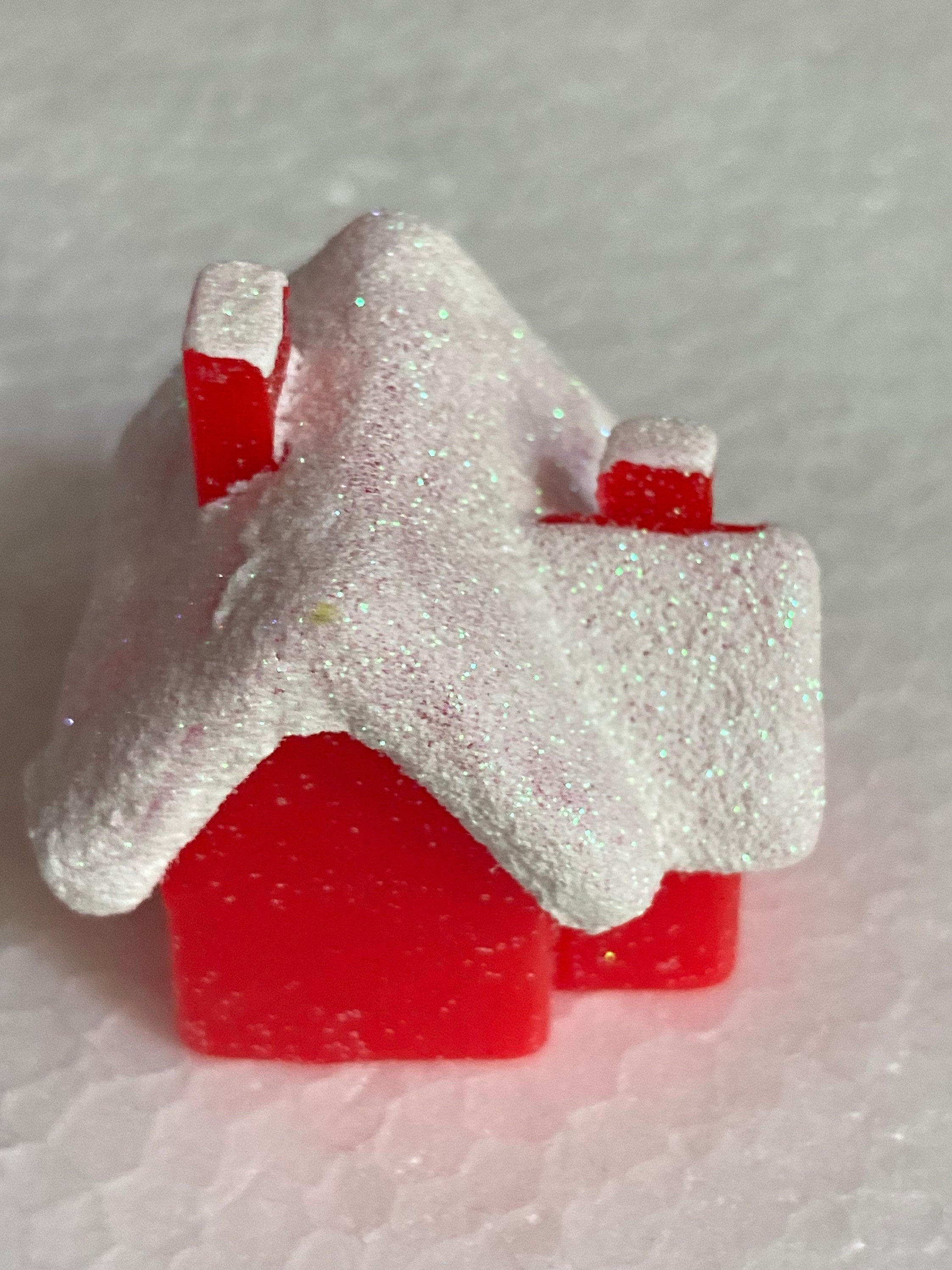 1 x miniature plastic red chalet house Christmas cake topper cake decoration