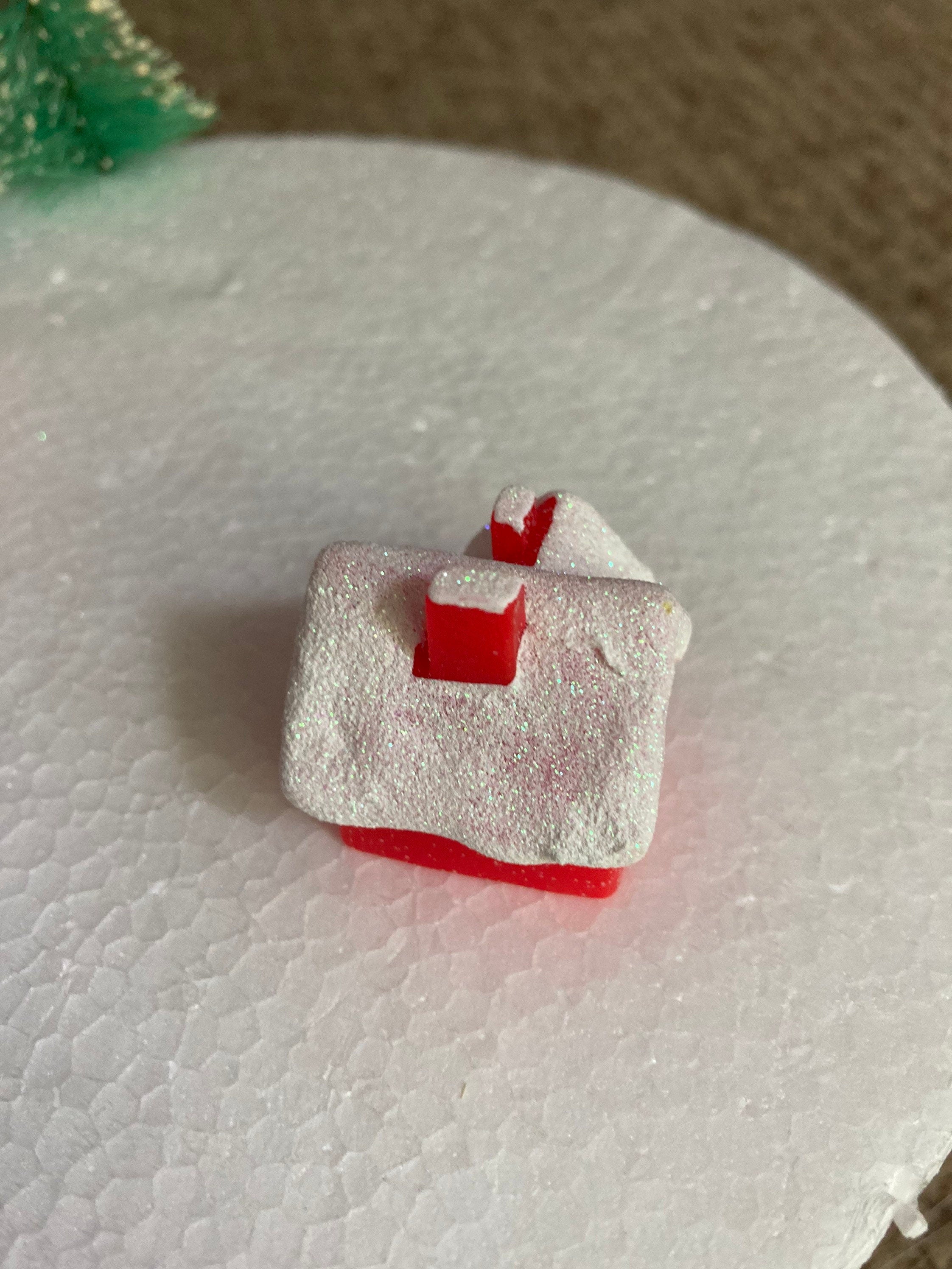 1 x miniature plastic red chalet house Christmas cake topper cake decoration
