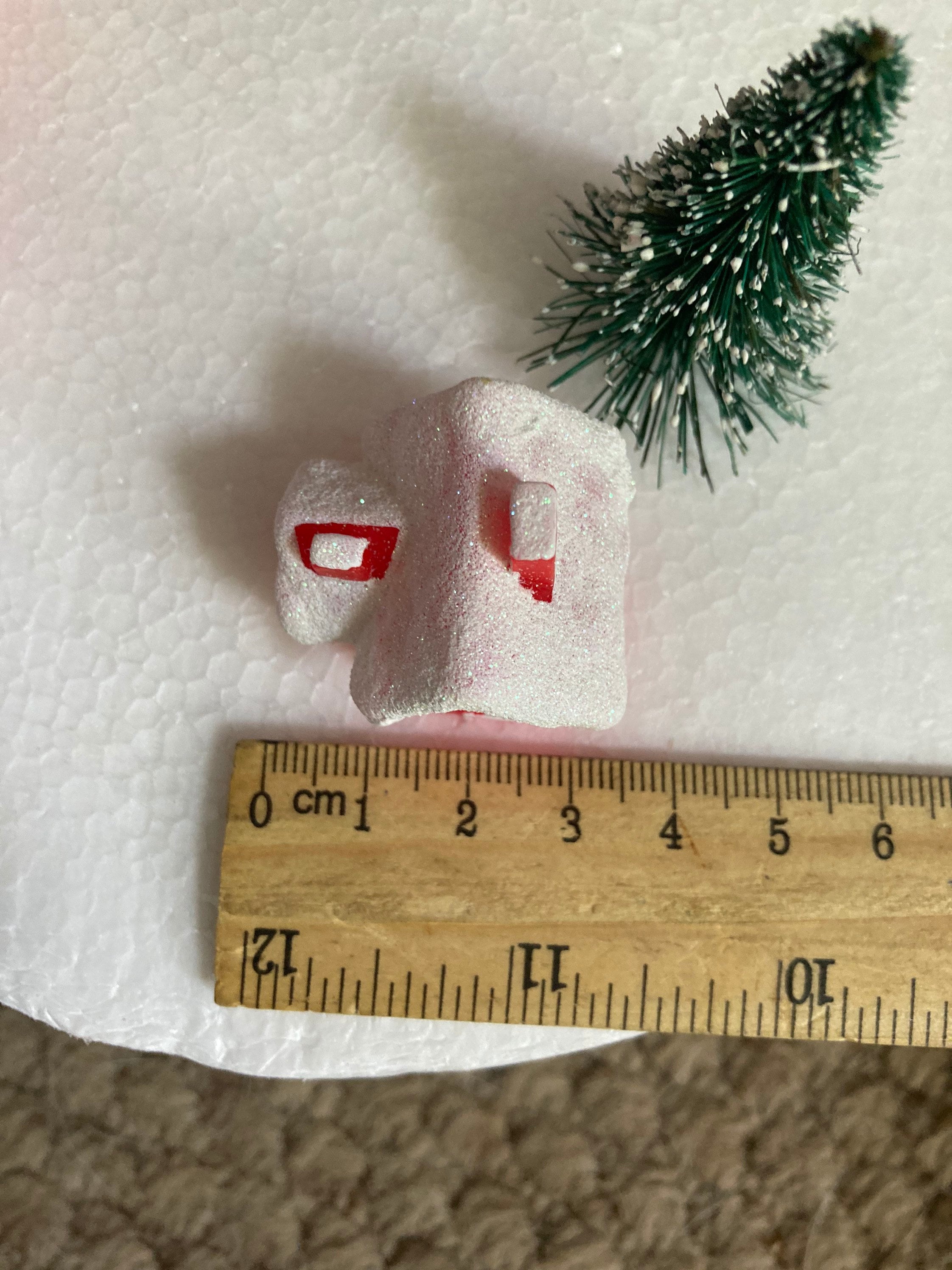 1 x miniature plastic red chalet house Christmas cake topper cake decoration