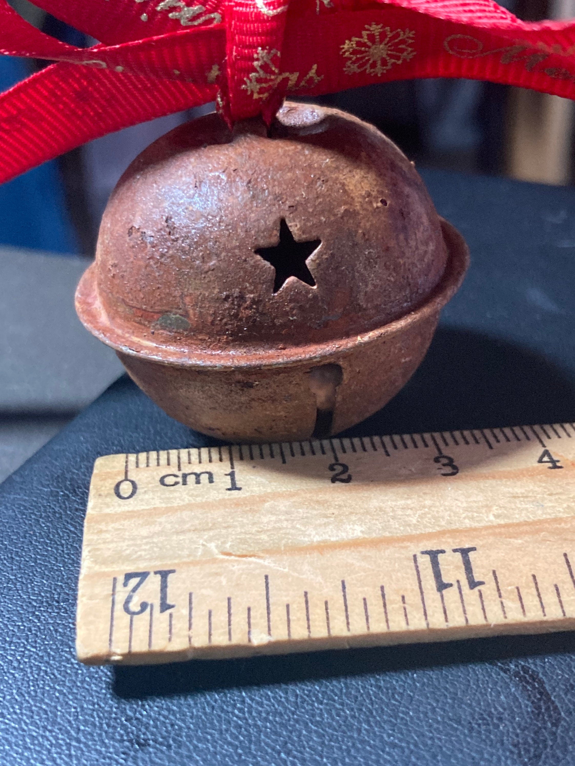 3 Rusty Brass Jingle Bells: 3.5cm Christmas Craft Bells