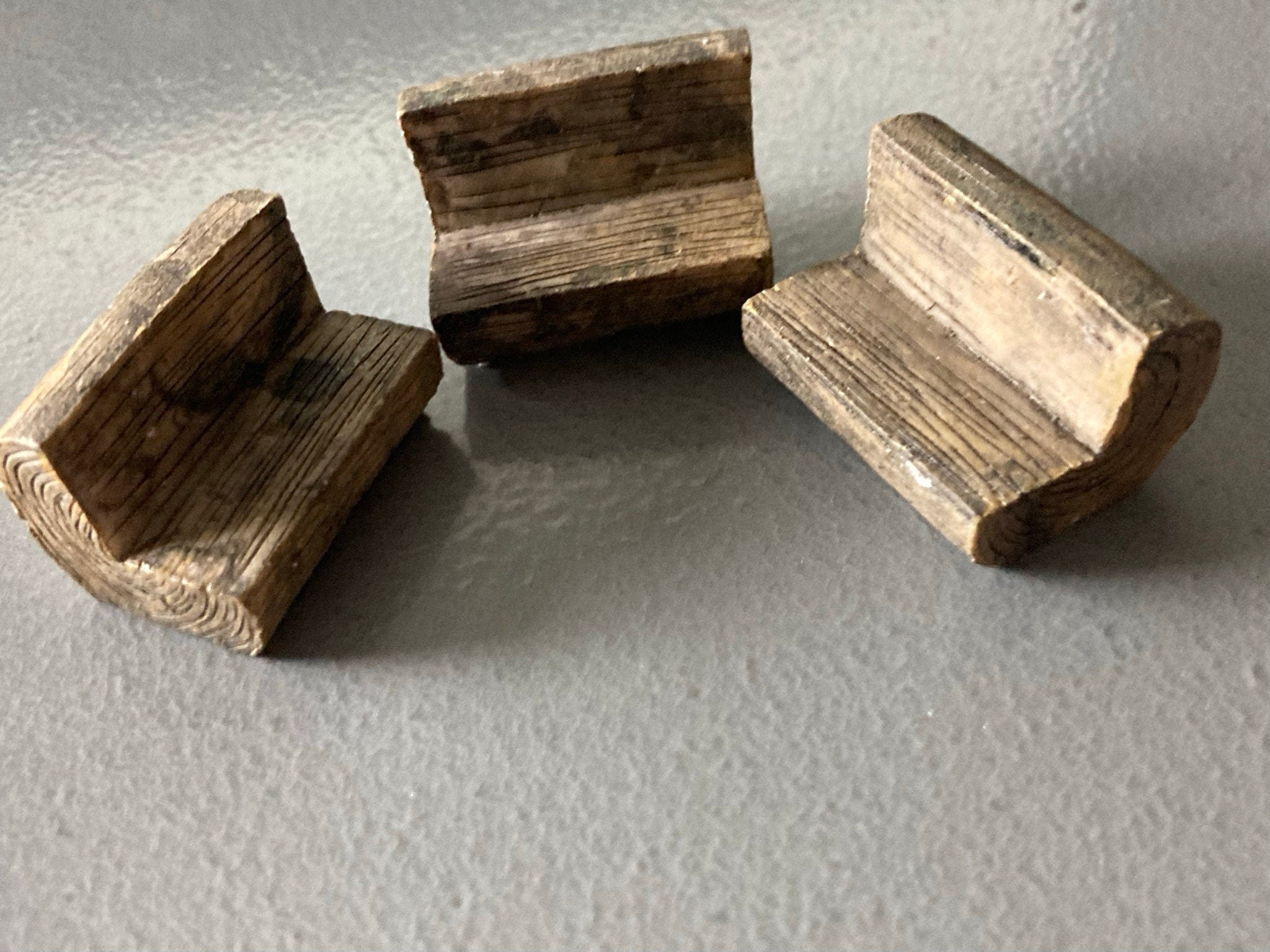 LIGHT BROWN Miniature Wooden bench Cake topper faux wooden log bench seat cake decoration