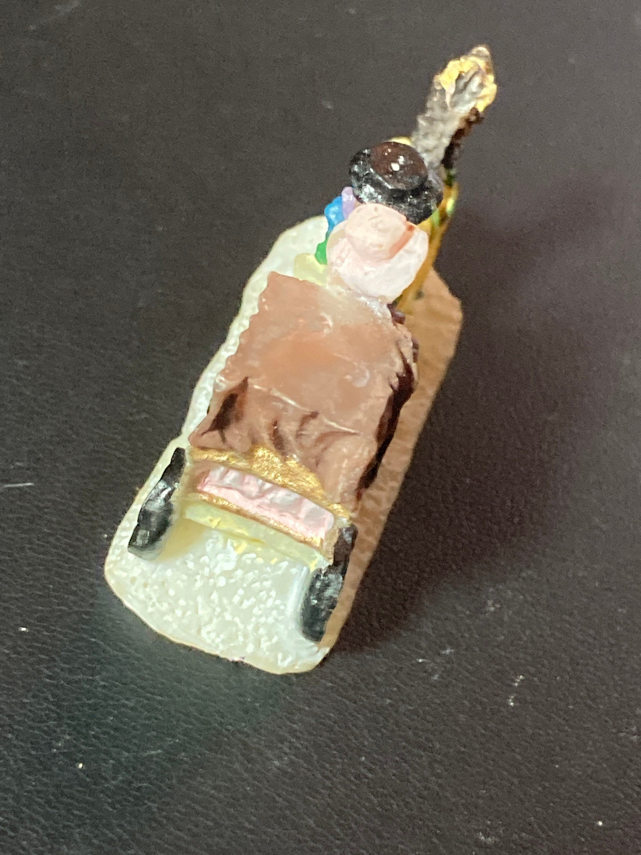 Antique early plastic Victorian people coach and horses Christmas Christmas Xmas Cake topper