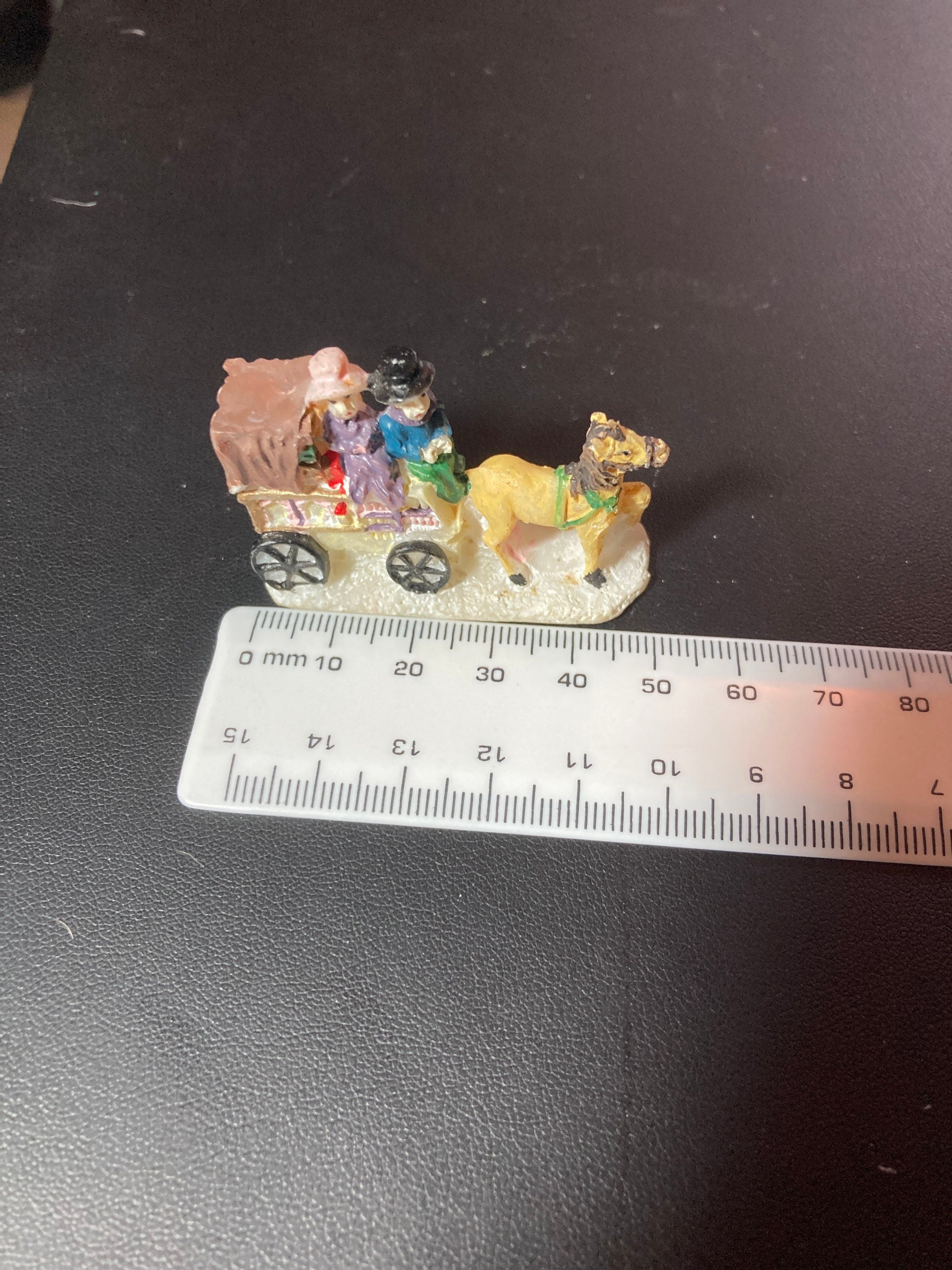Antique early plastic Victorian people coach and horses Christmas Christmas Xmas Cake topper
