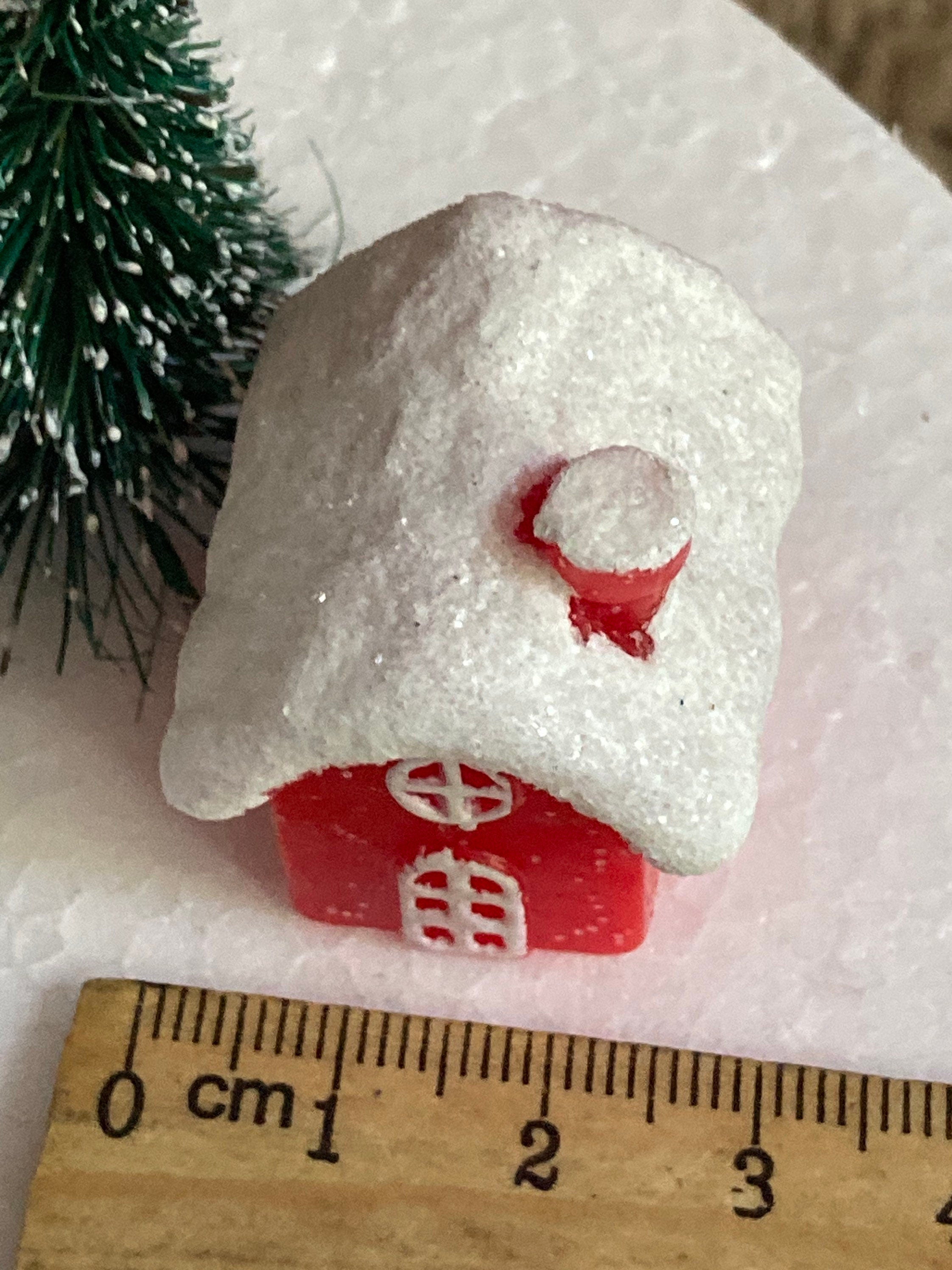 new 1 x miniature plastic red chalet house Christmas cake topper
