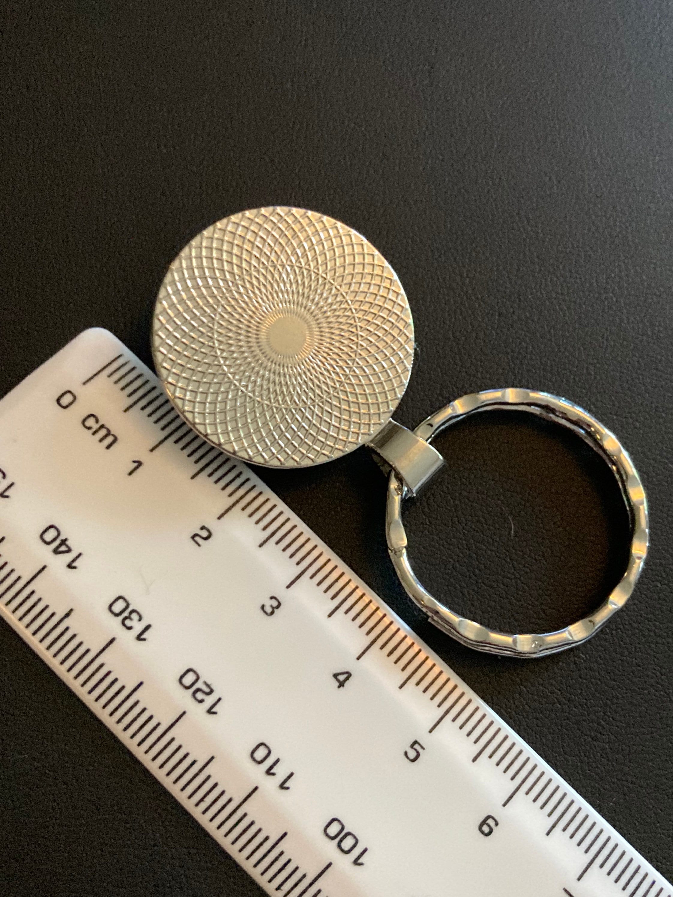 vinyl record keyring LP 45rpm DJ gift 25mm silver glass cabochon 80s