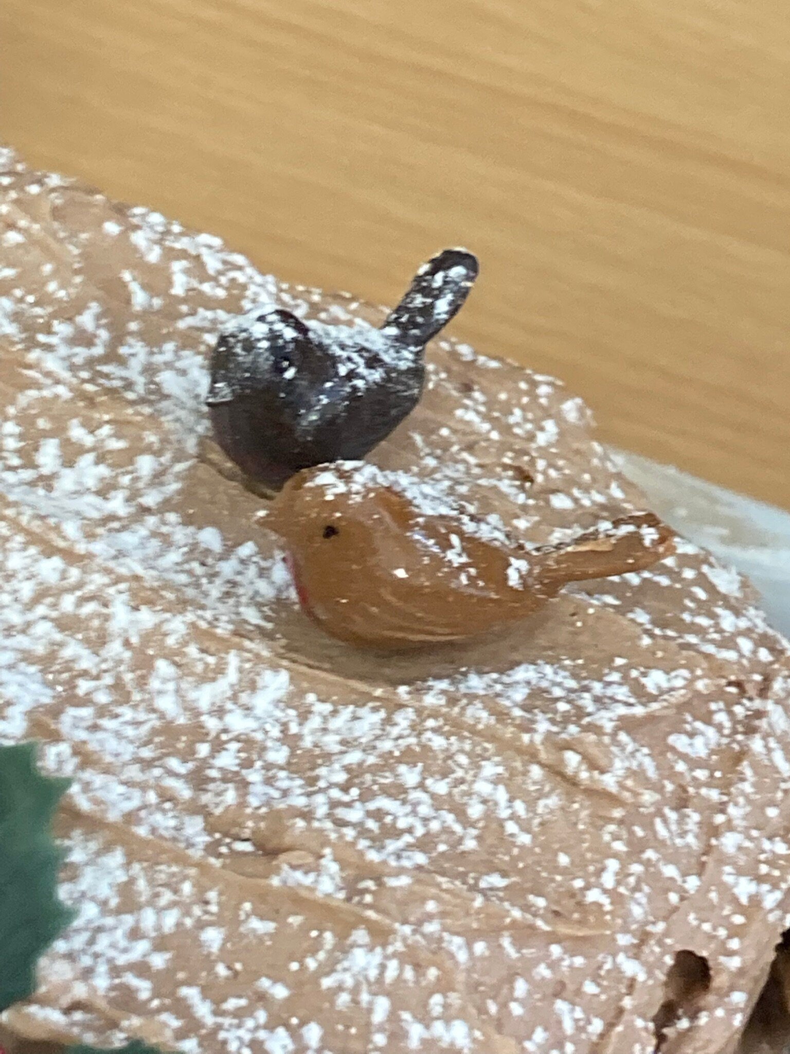 Vintage miniature Silver cardboard AXE for chocolate Yule log Christmas cake topper