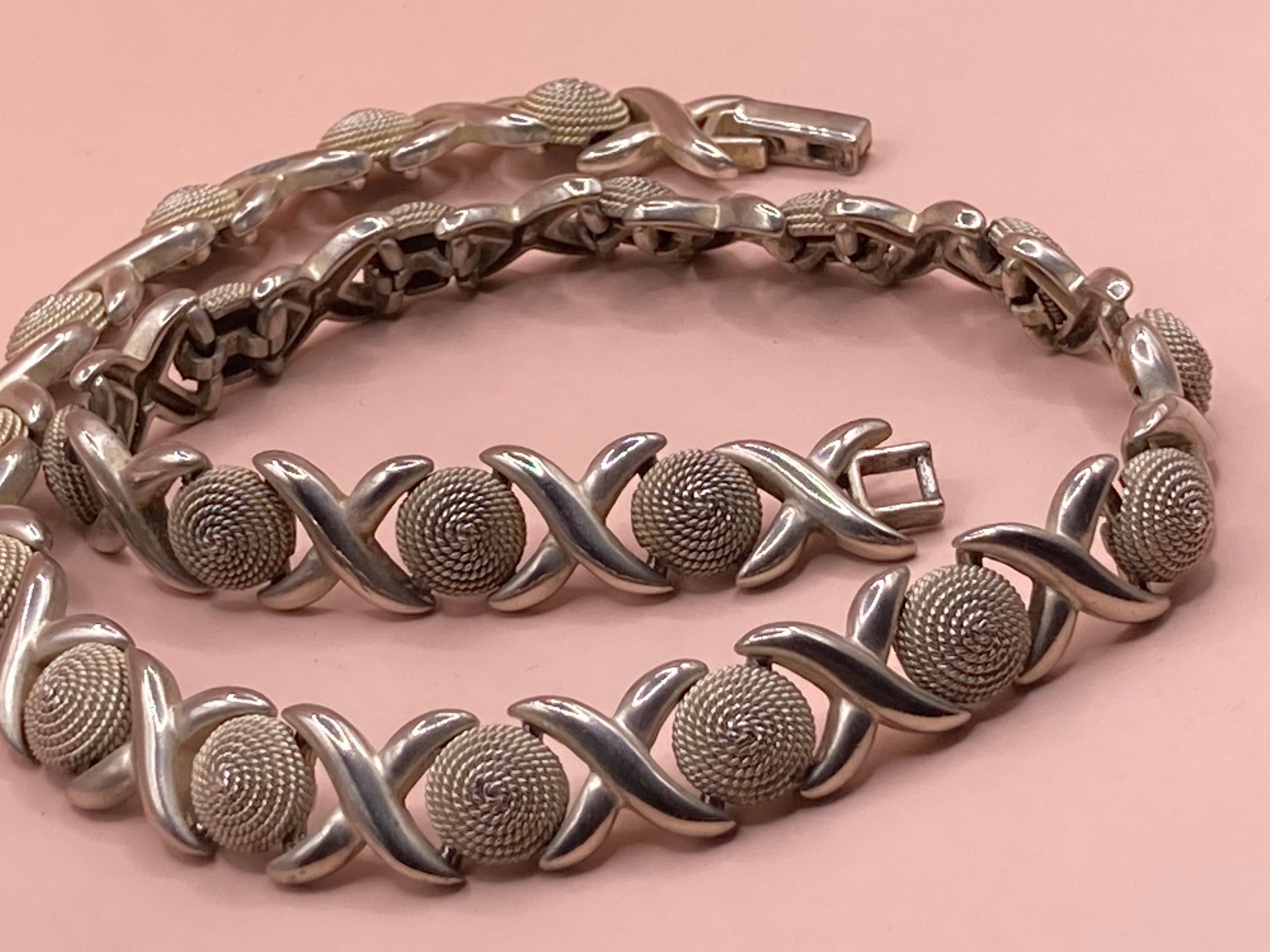 modernist silver tone Wide chain Link necklace