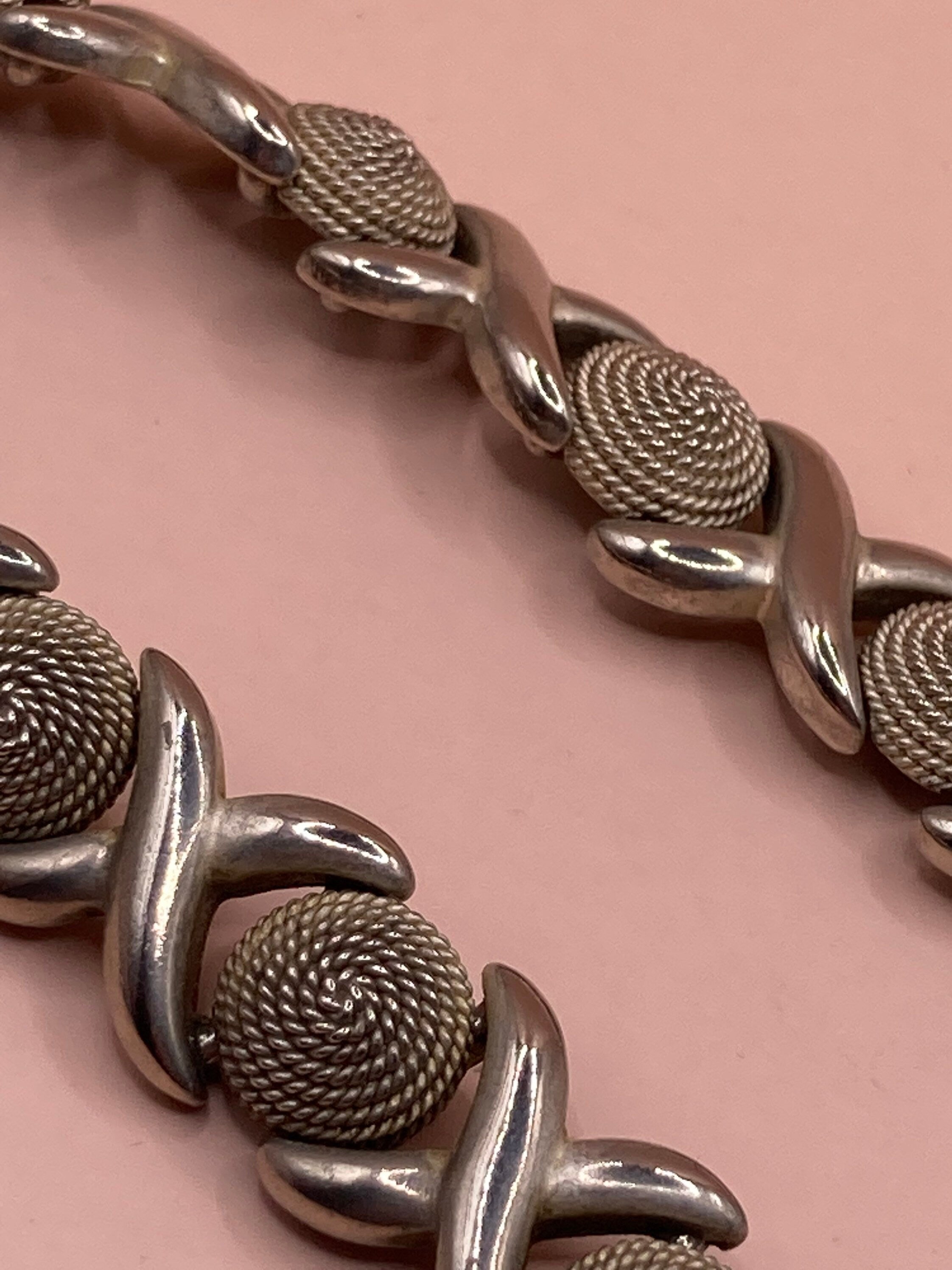 modernist silver tone Wide chain Link necklace