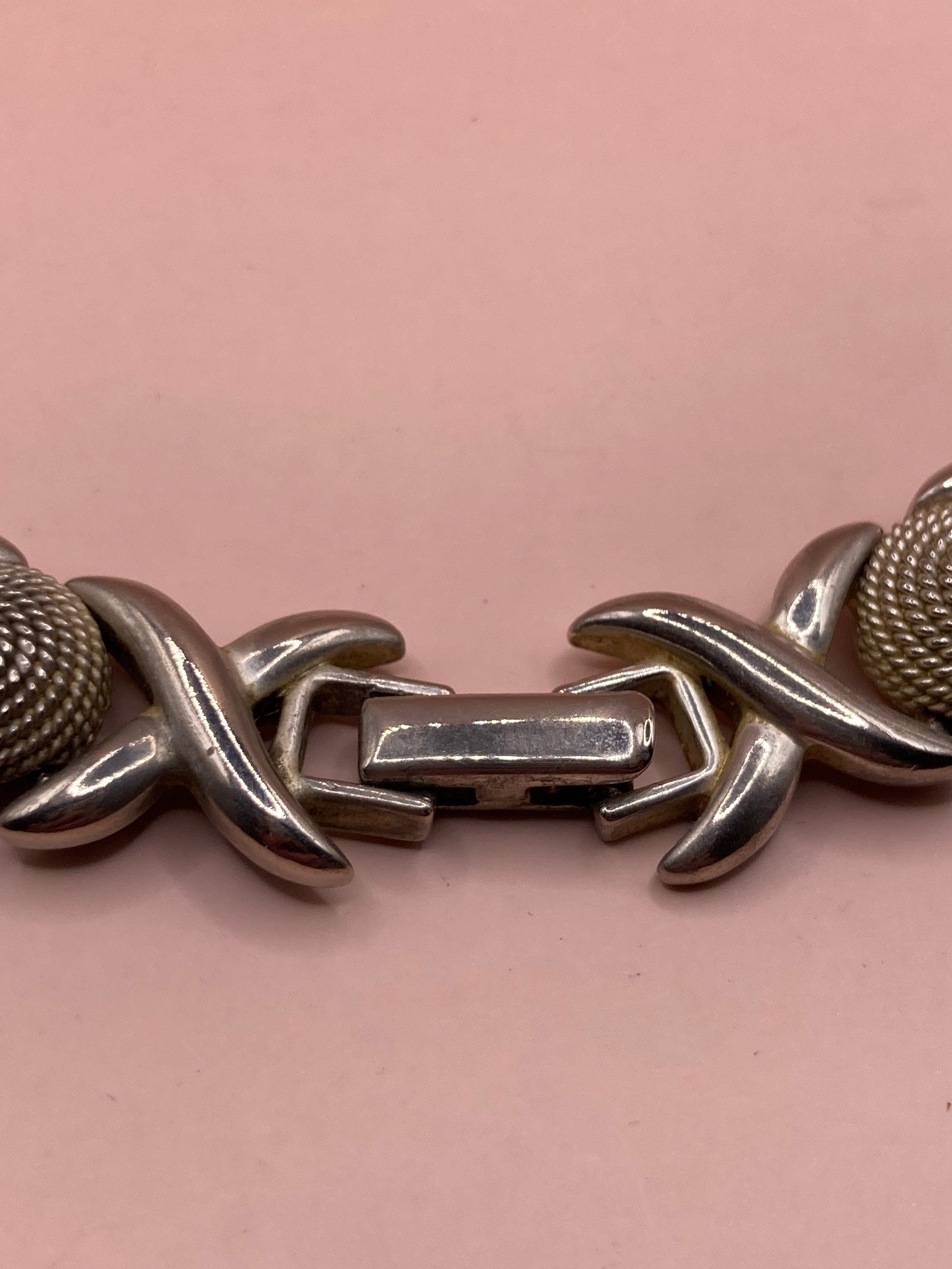 modernist silver tone Wide chain Link necklace