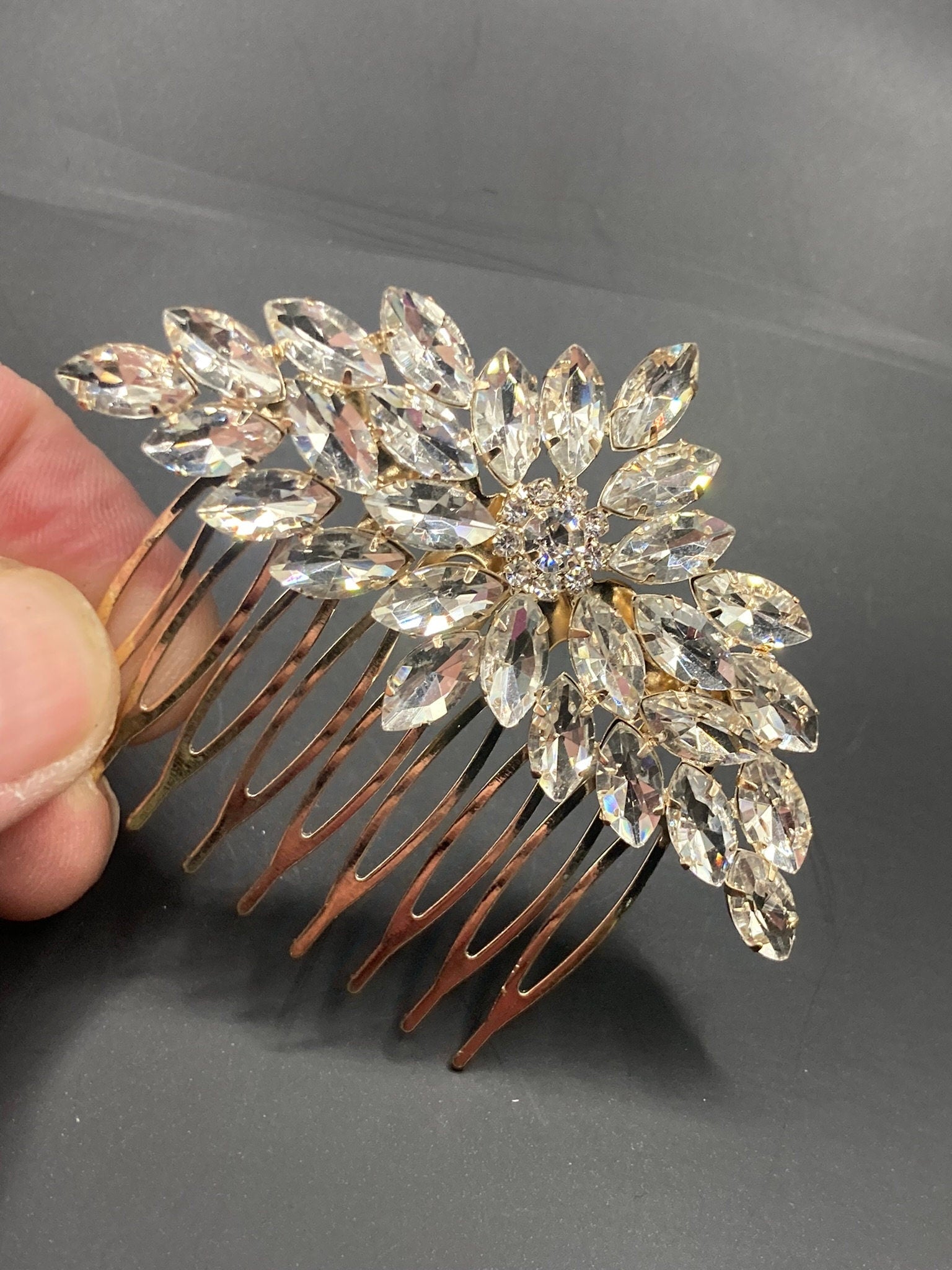 clear rhinestone paste diamanté crystal hair slide clip ideal bridal