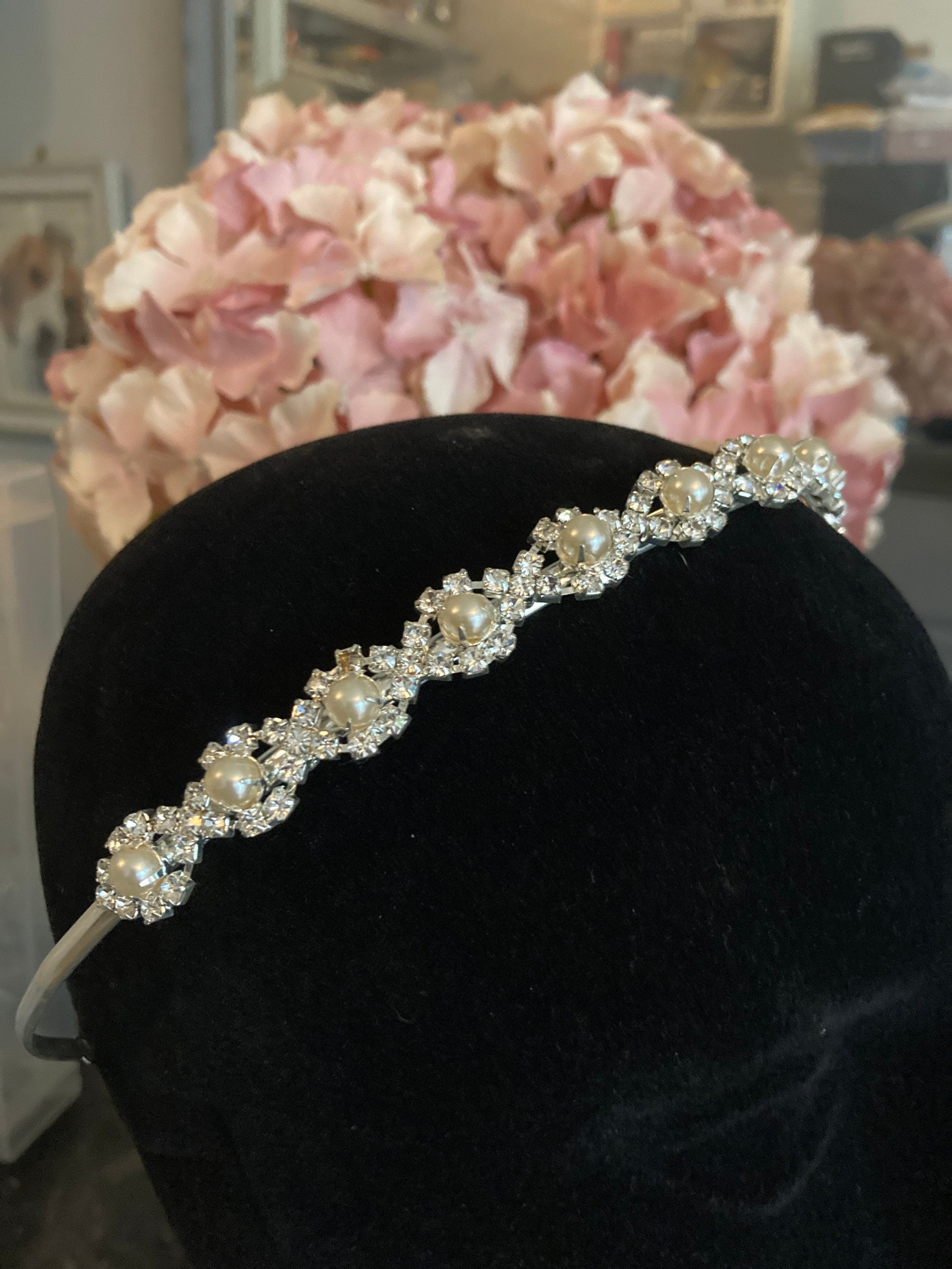 silver tone diamanté tiara clear crystal rhinestones wedding