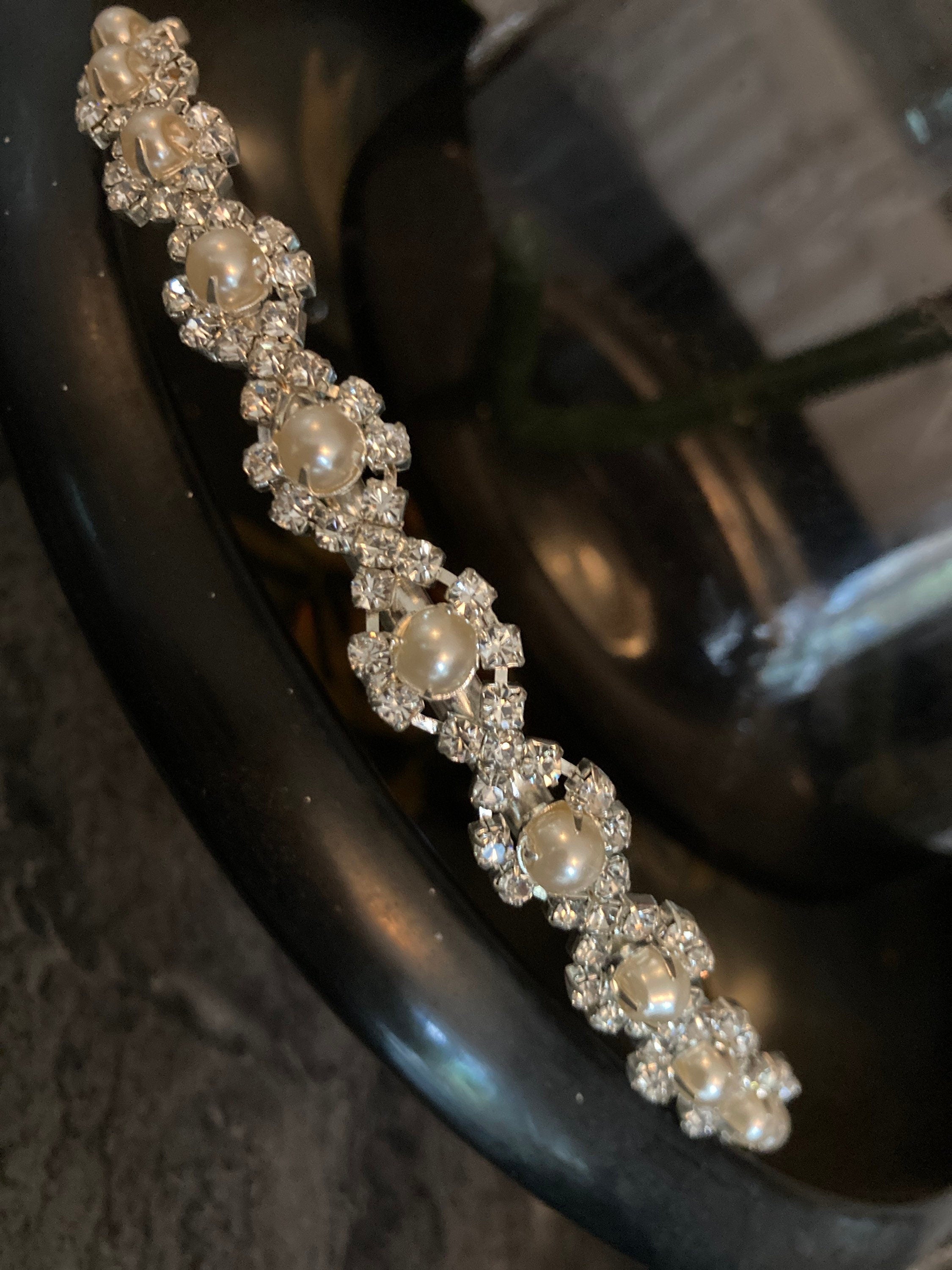 silver tone diamanté tiara clear crystal rhinestones wedding