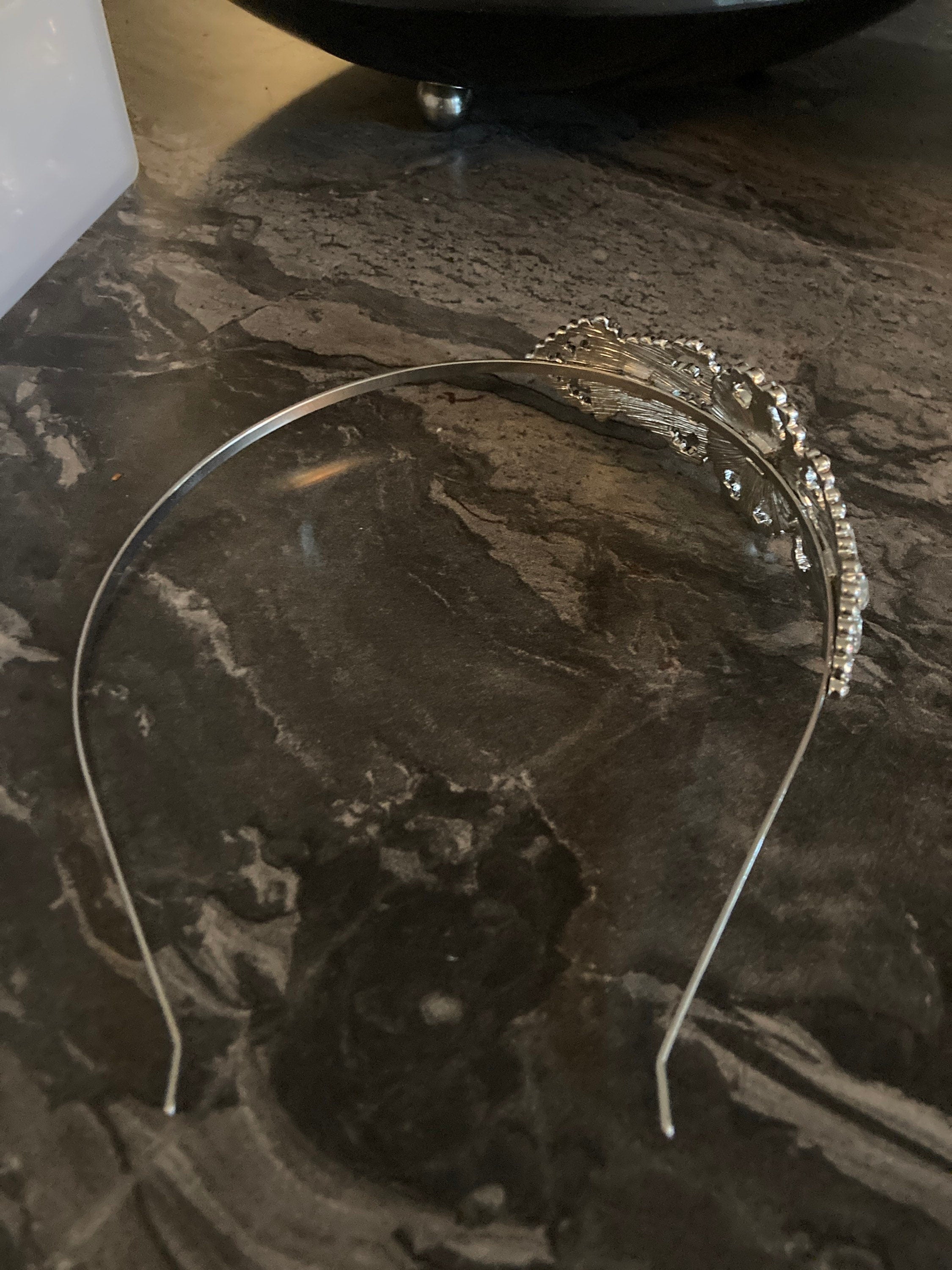 silver tone diamanté tiara clear crystal rhinestones wedding