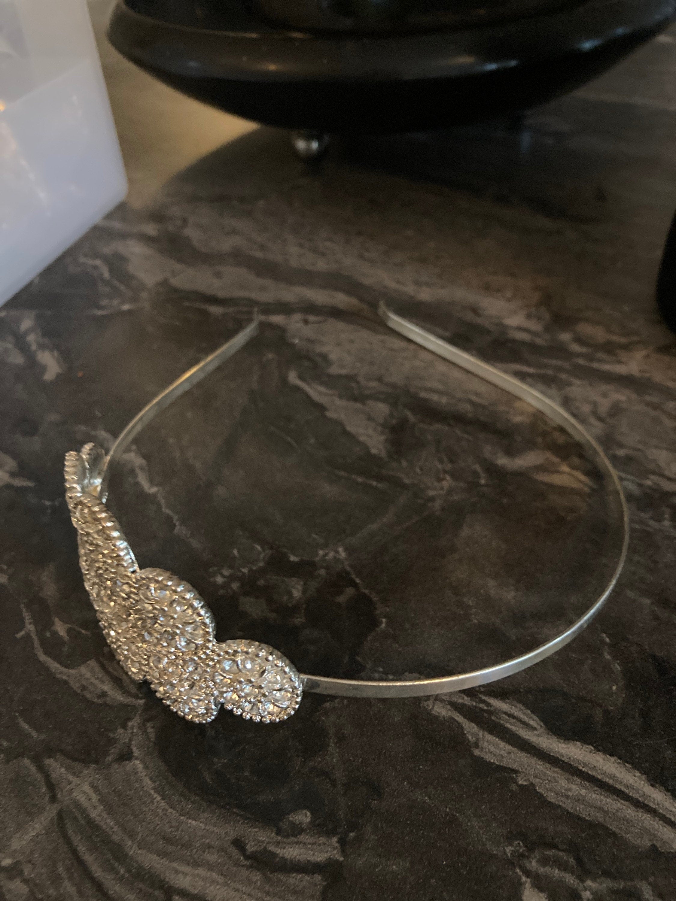 silver tone diamanté tiara clear crystal rhinestones wedding