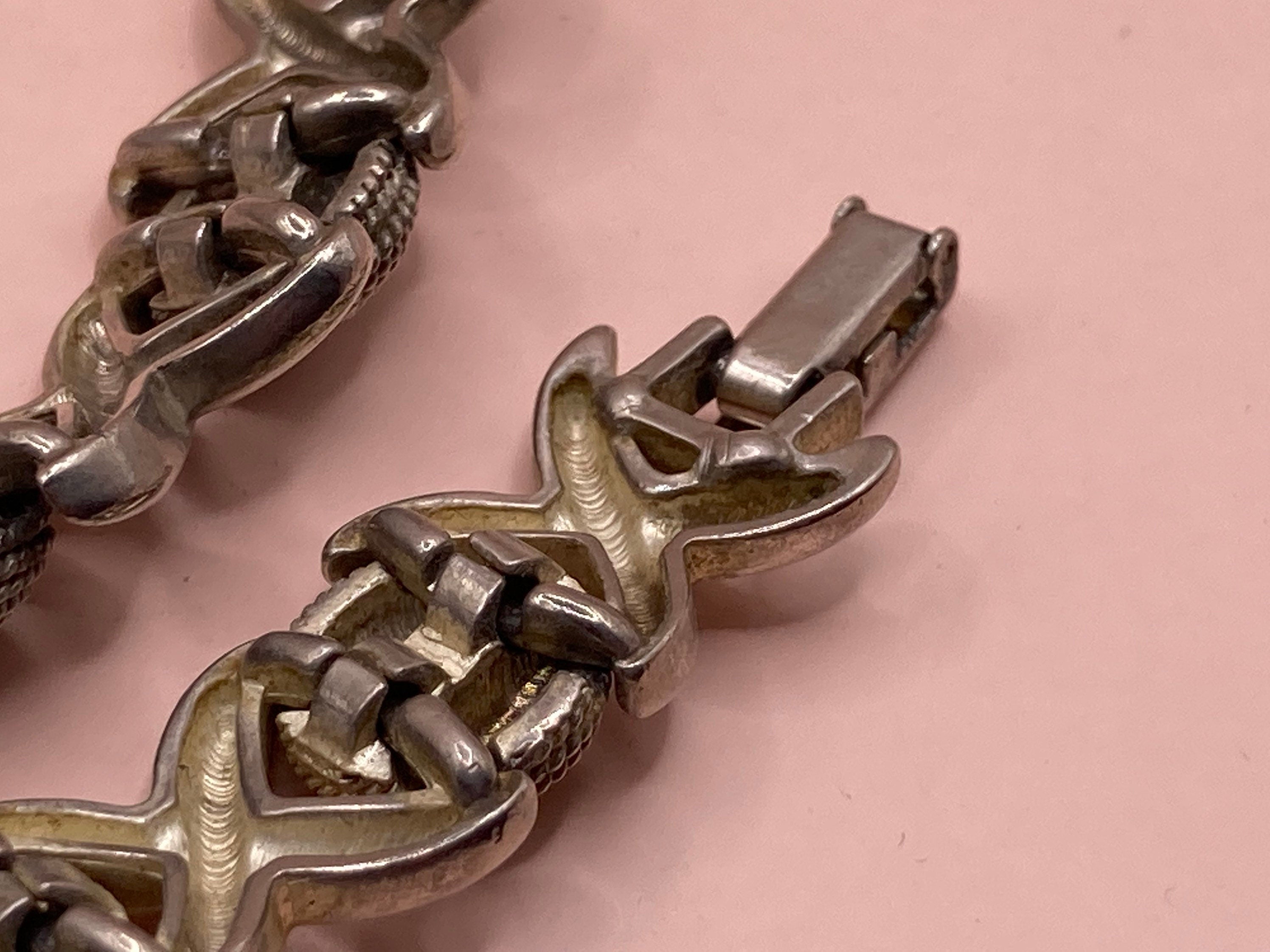 modernist silver tone Wide chain Link necklace