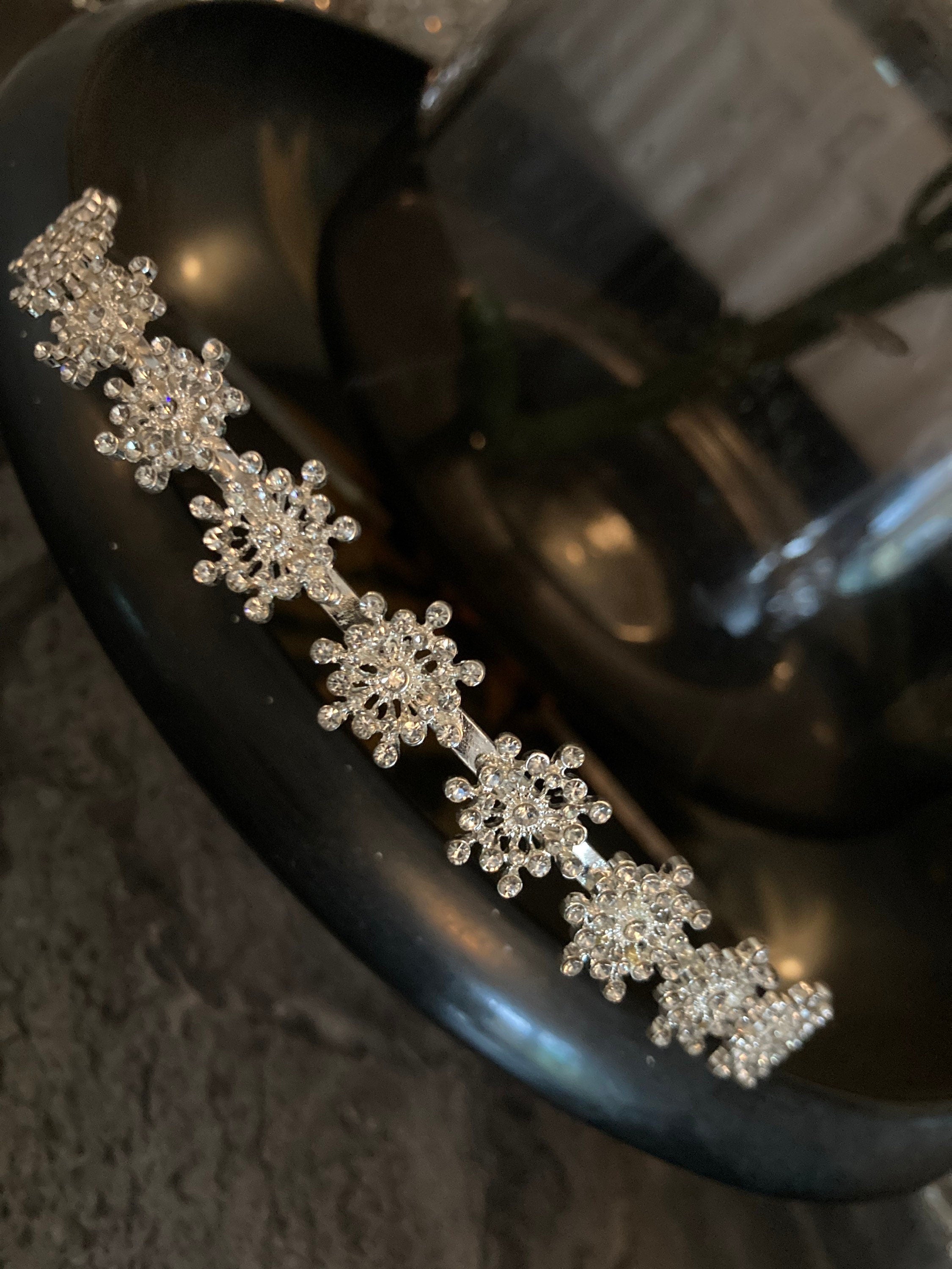 silver tone diamanté tiara clear crystal rhinestones wedding