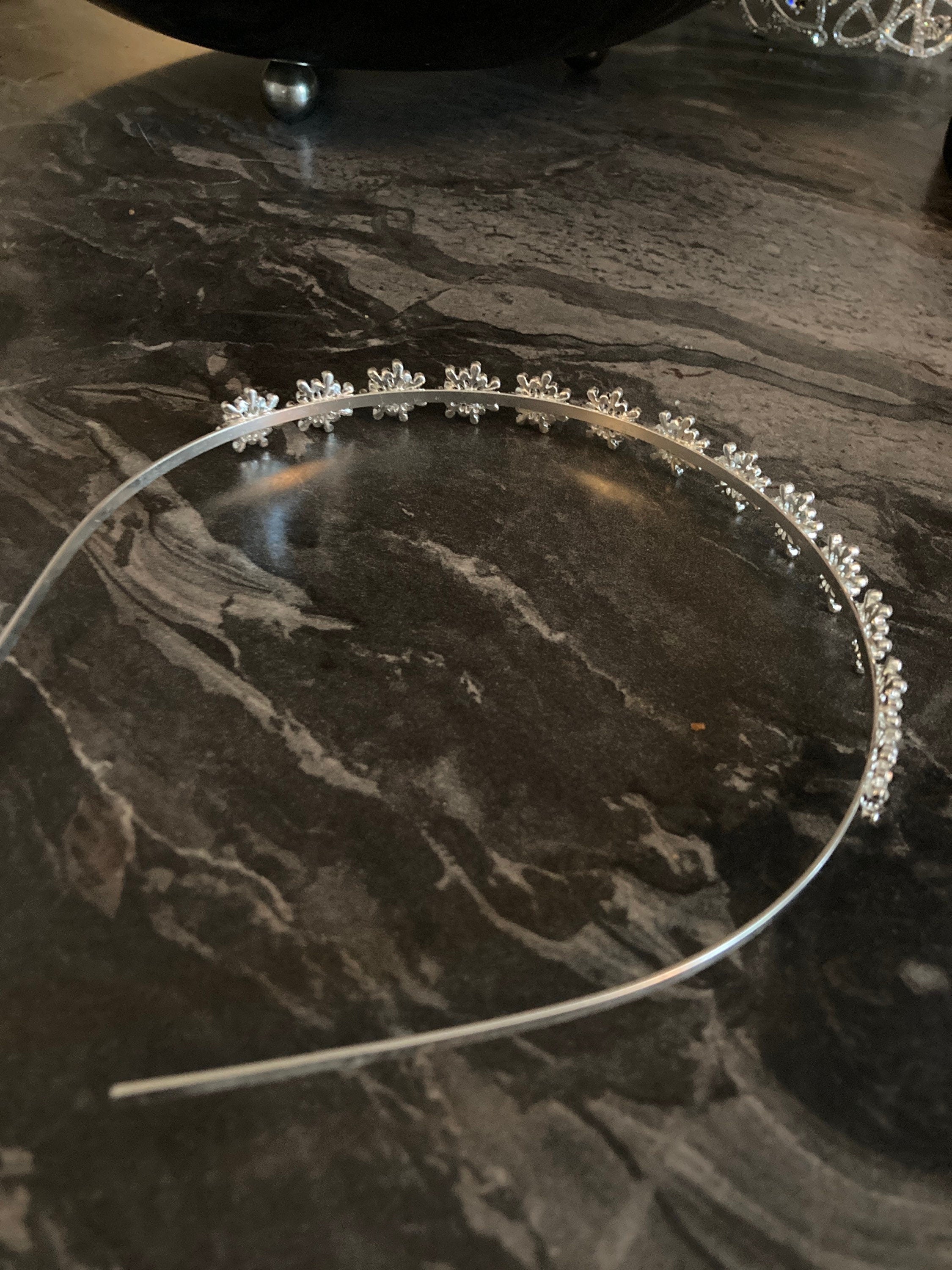 silver tone diamanté tiara clear crystal rhinestones wedding