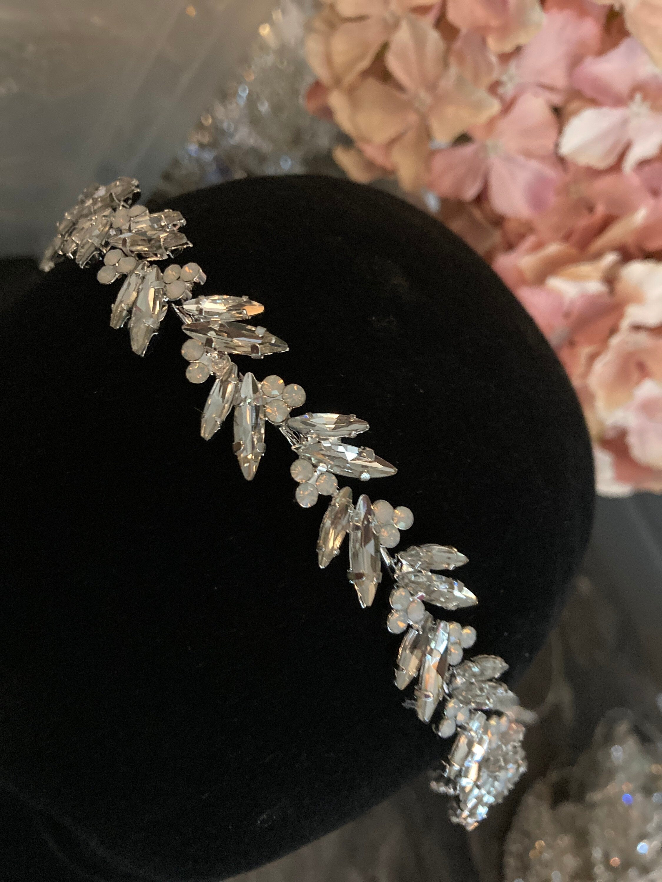 silver tone diamanté tiara clear crystal rhinestones wedding