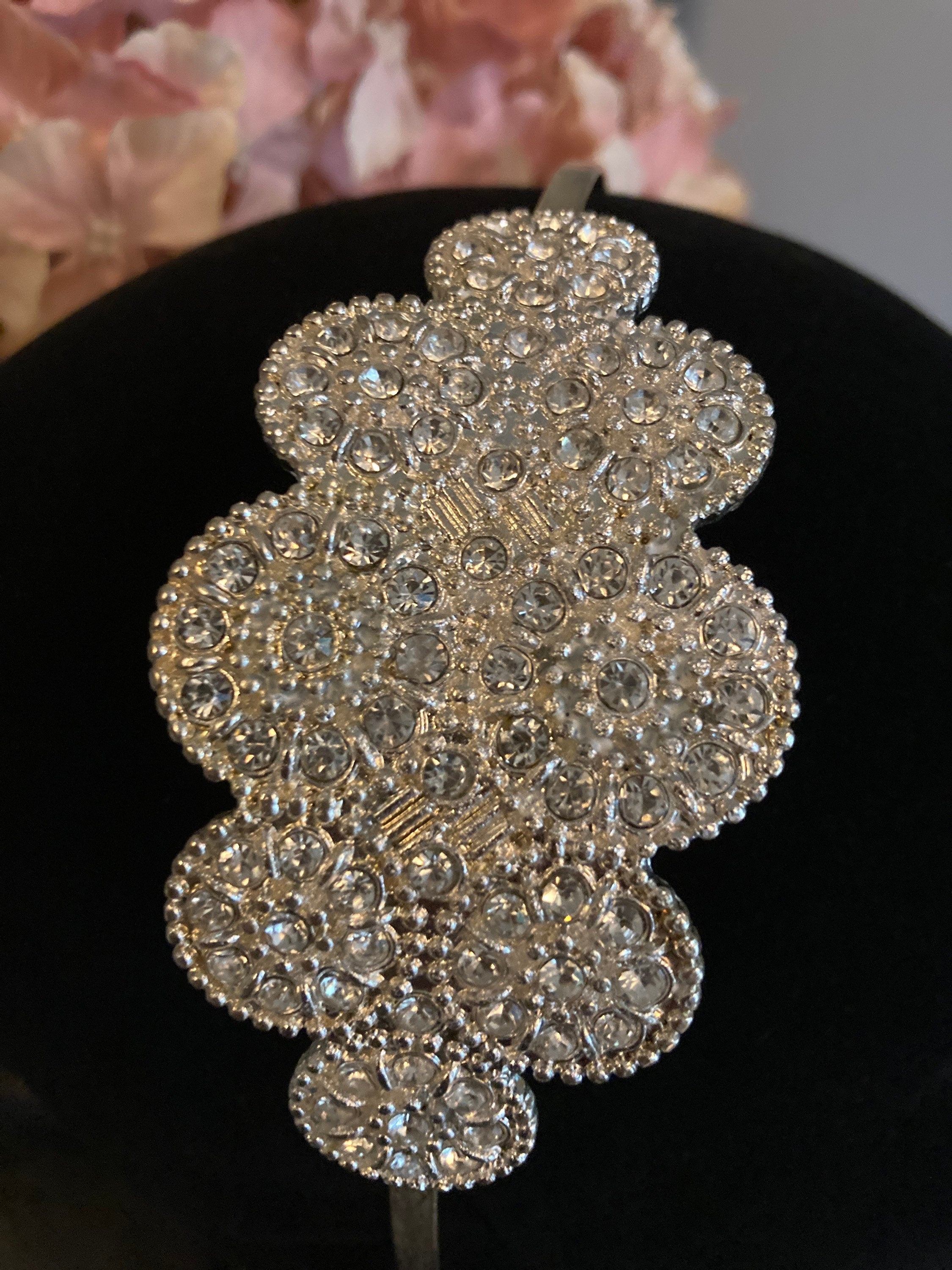 silver tone diamanté tiara clear crystal rhinestones wedding