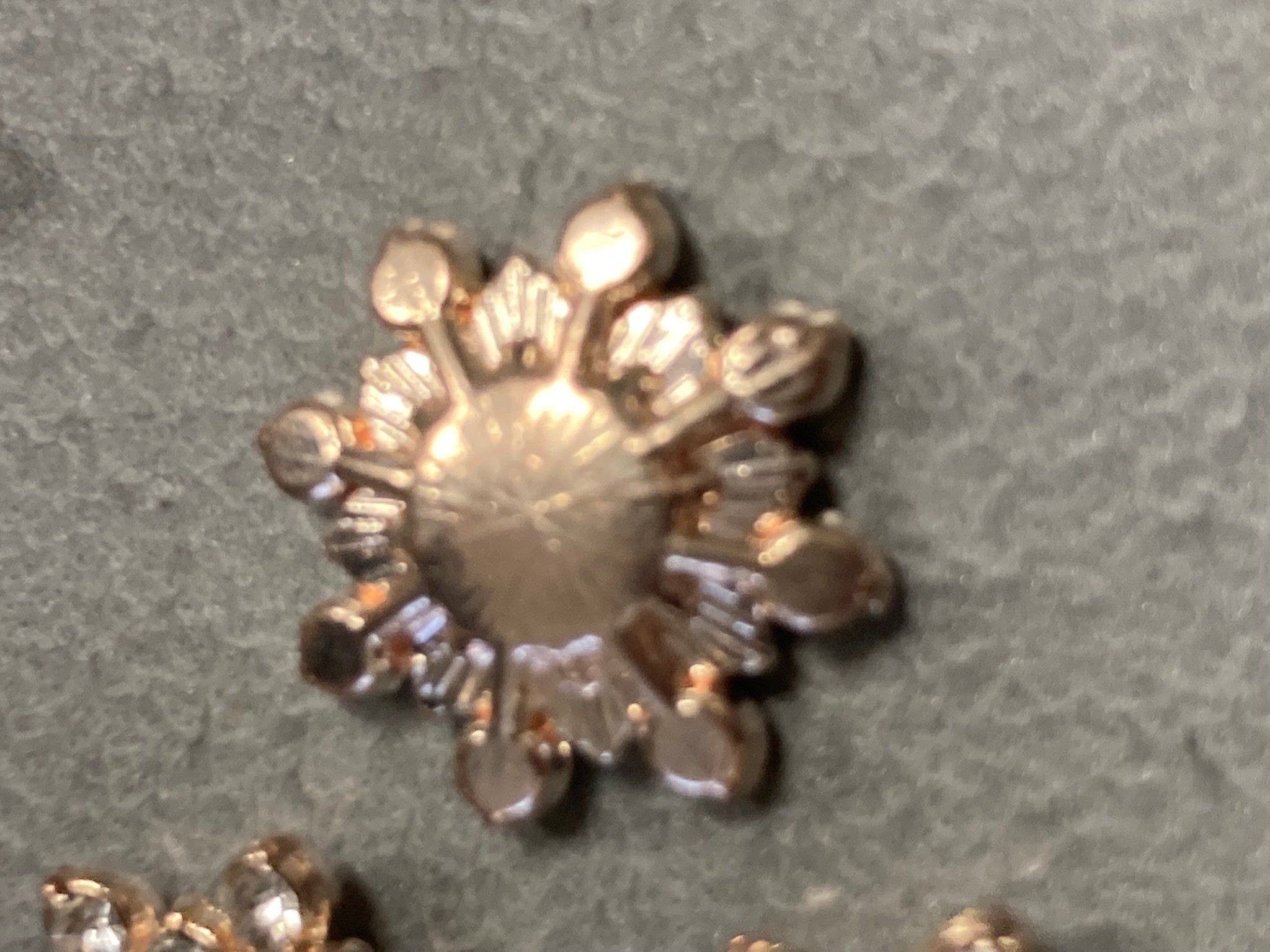 16mm Set of 5 diamanté crystal embellishments for crafts gold metal flat backed