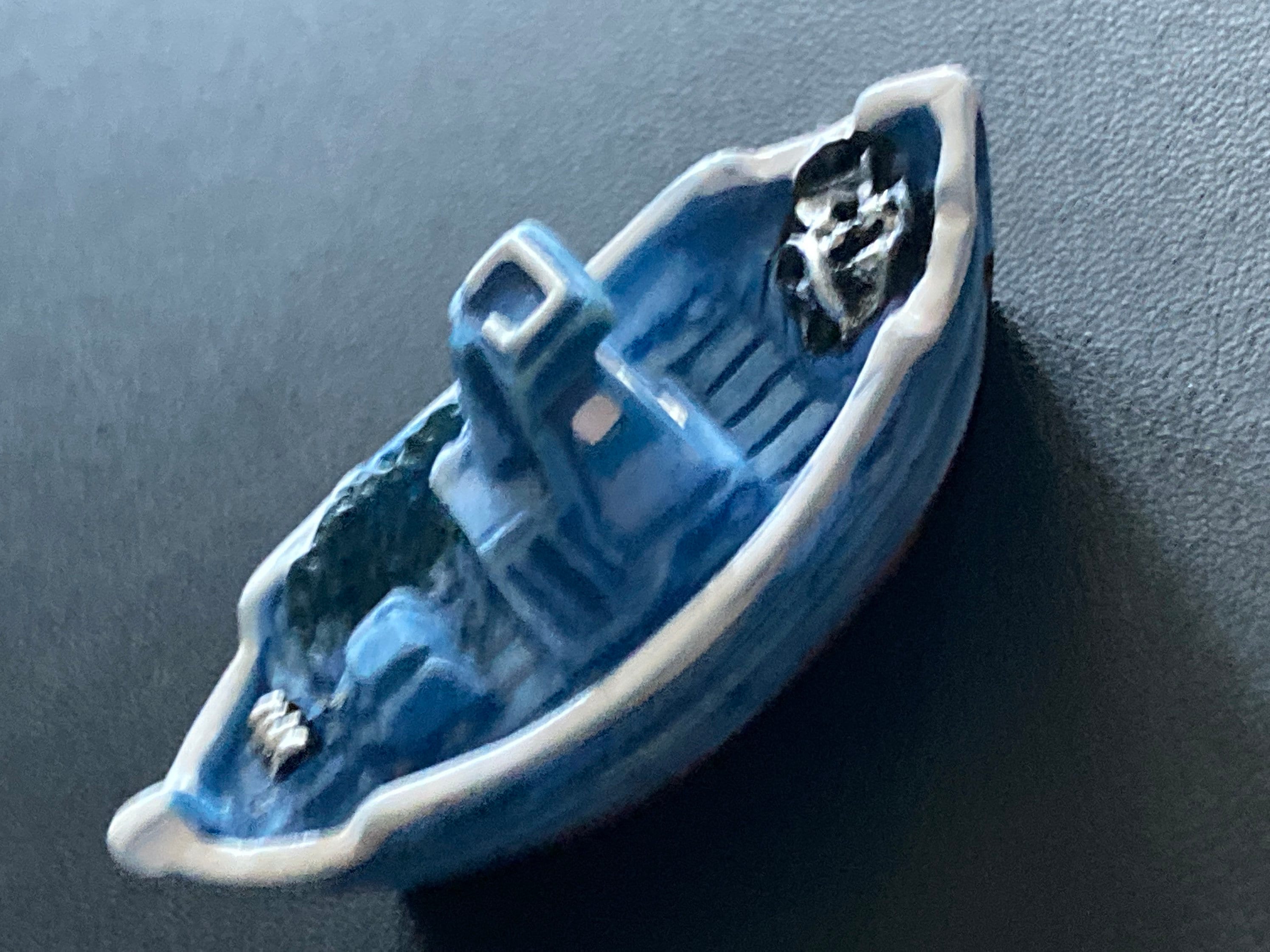 5cm miniature blue sea fishing boat cake topper decoration