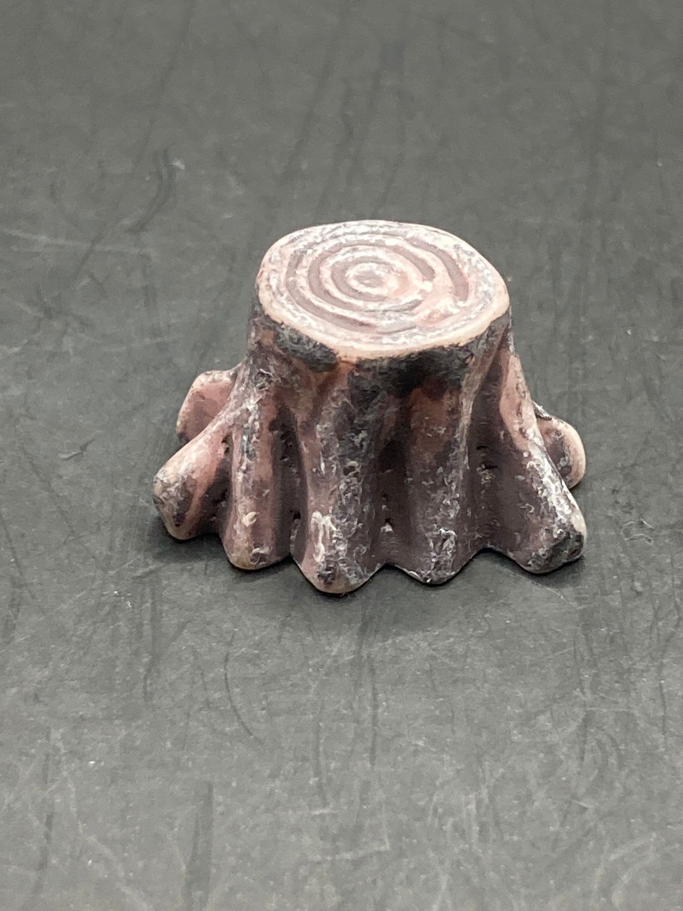 Mini Dark Brown Resin Tree Stump Cake Topper: Woodland Decoration
