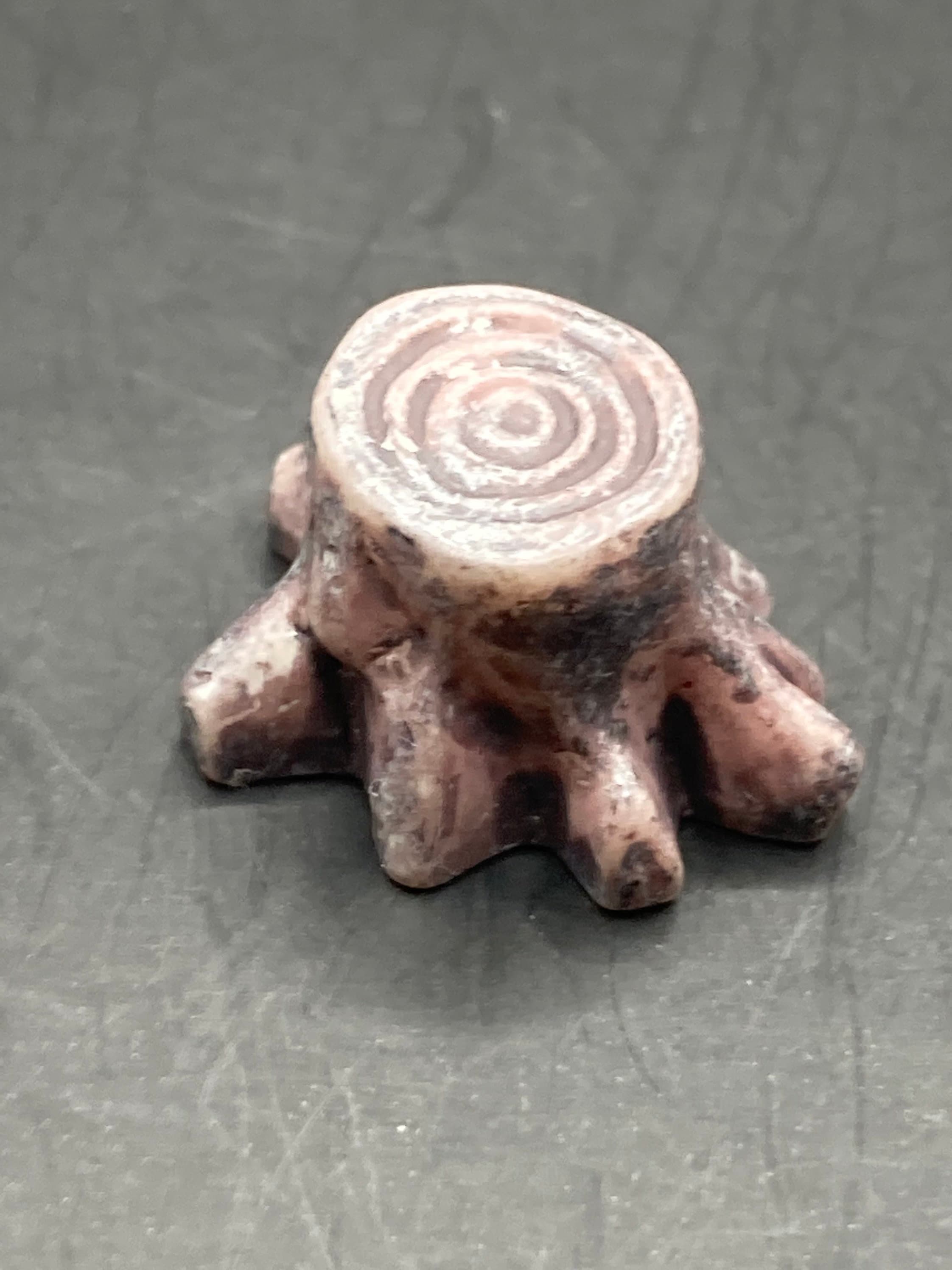 Mini Dark Brown Resin Tree Stump Cake Topper: Woodland Decoration
